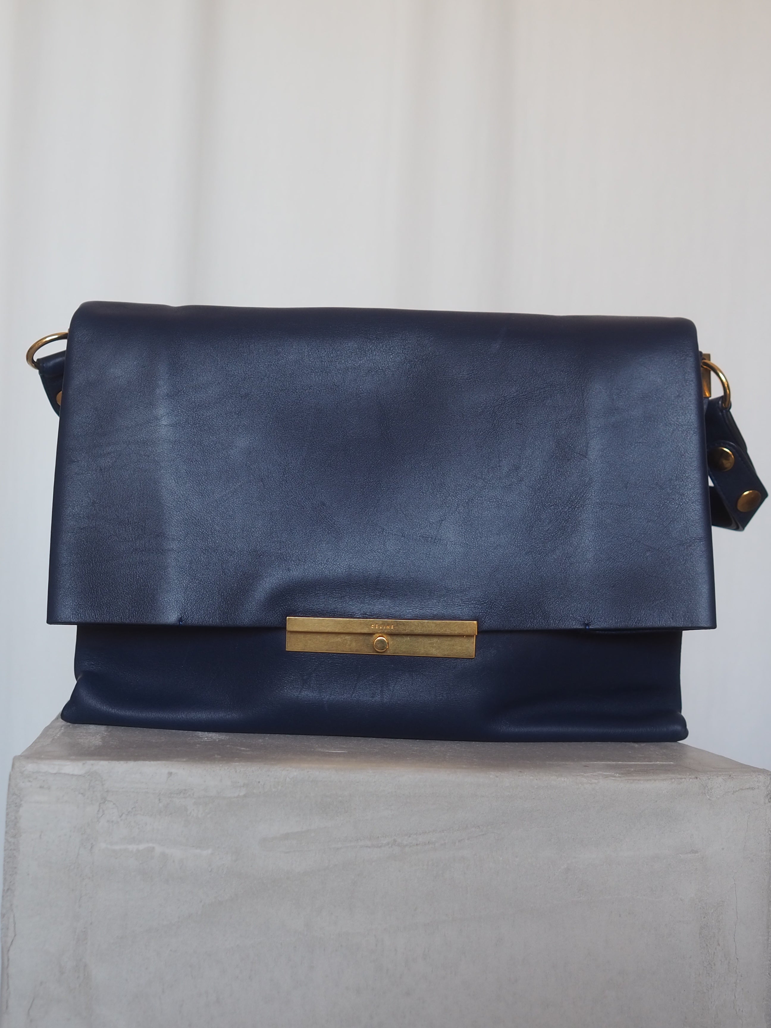 CELINE Blade Flap Blue Shoulder Bag