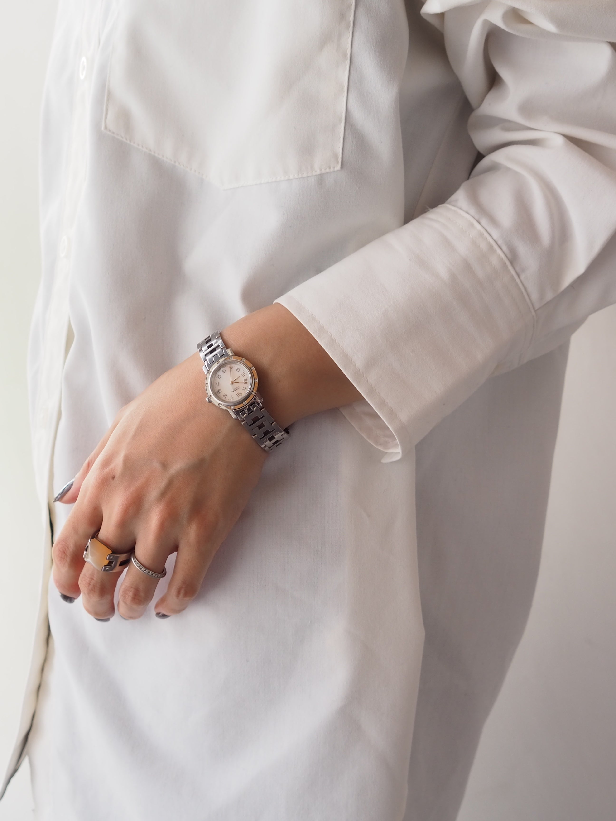HERMES Clipper Diamond Shell Watch
