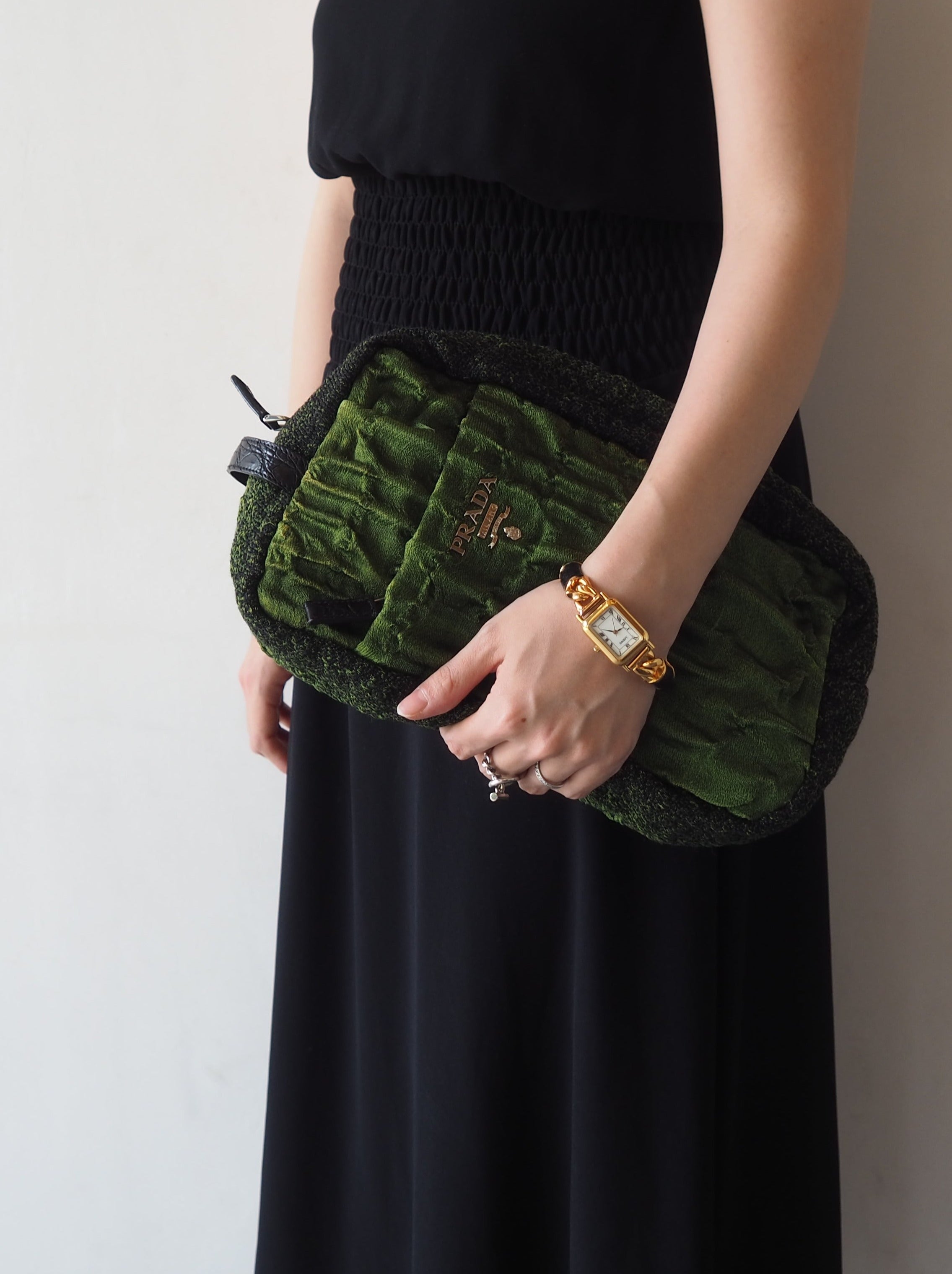 PRADA silk knit clutch bag