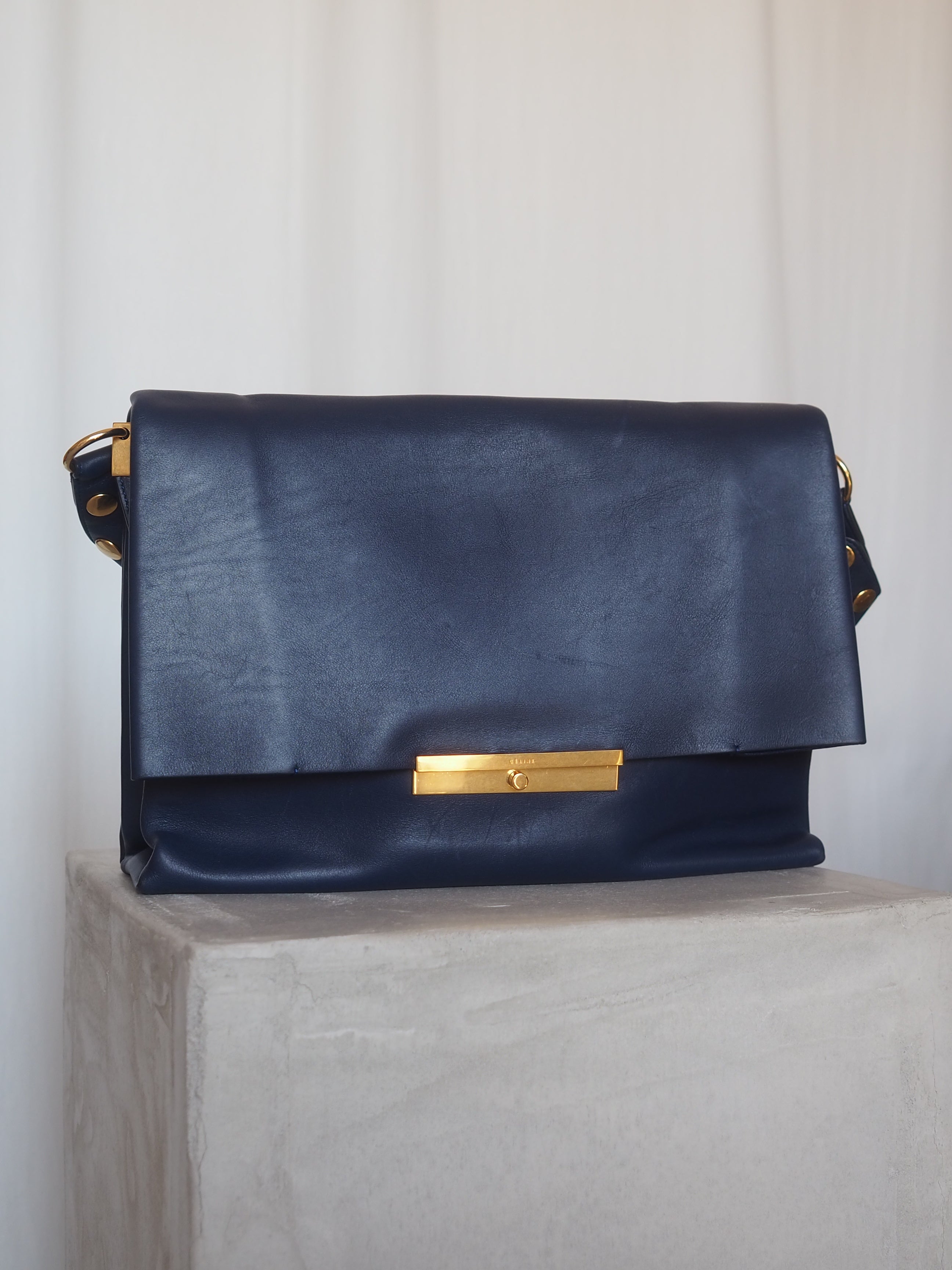 CELINE Blade Flap Blue Shoulder Bag