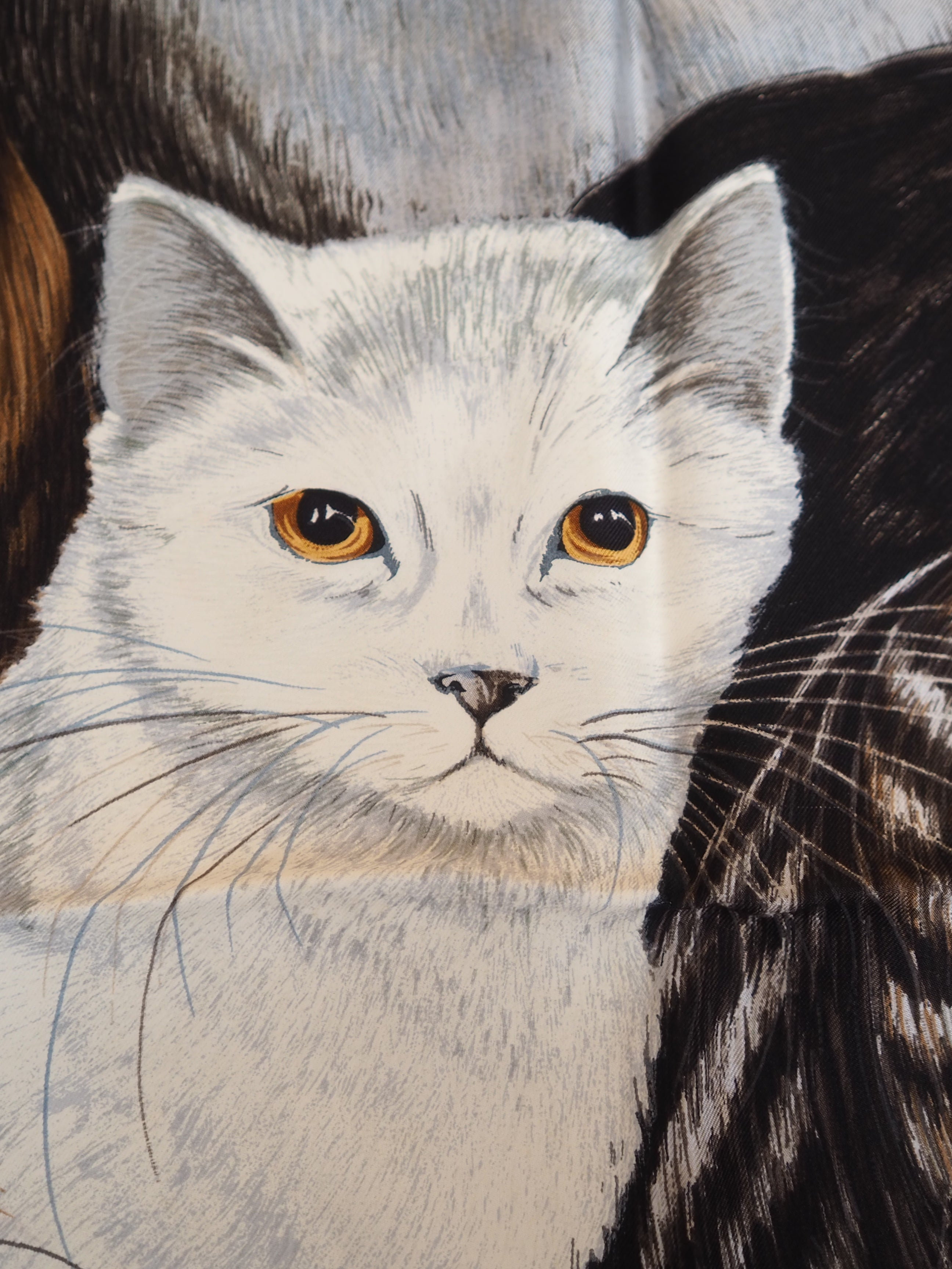 HERMES " Les Chats " Cat Scarf Carre 90