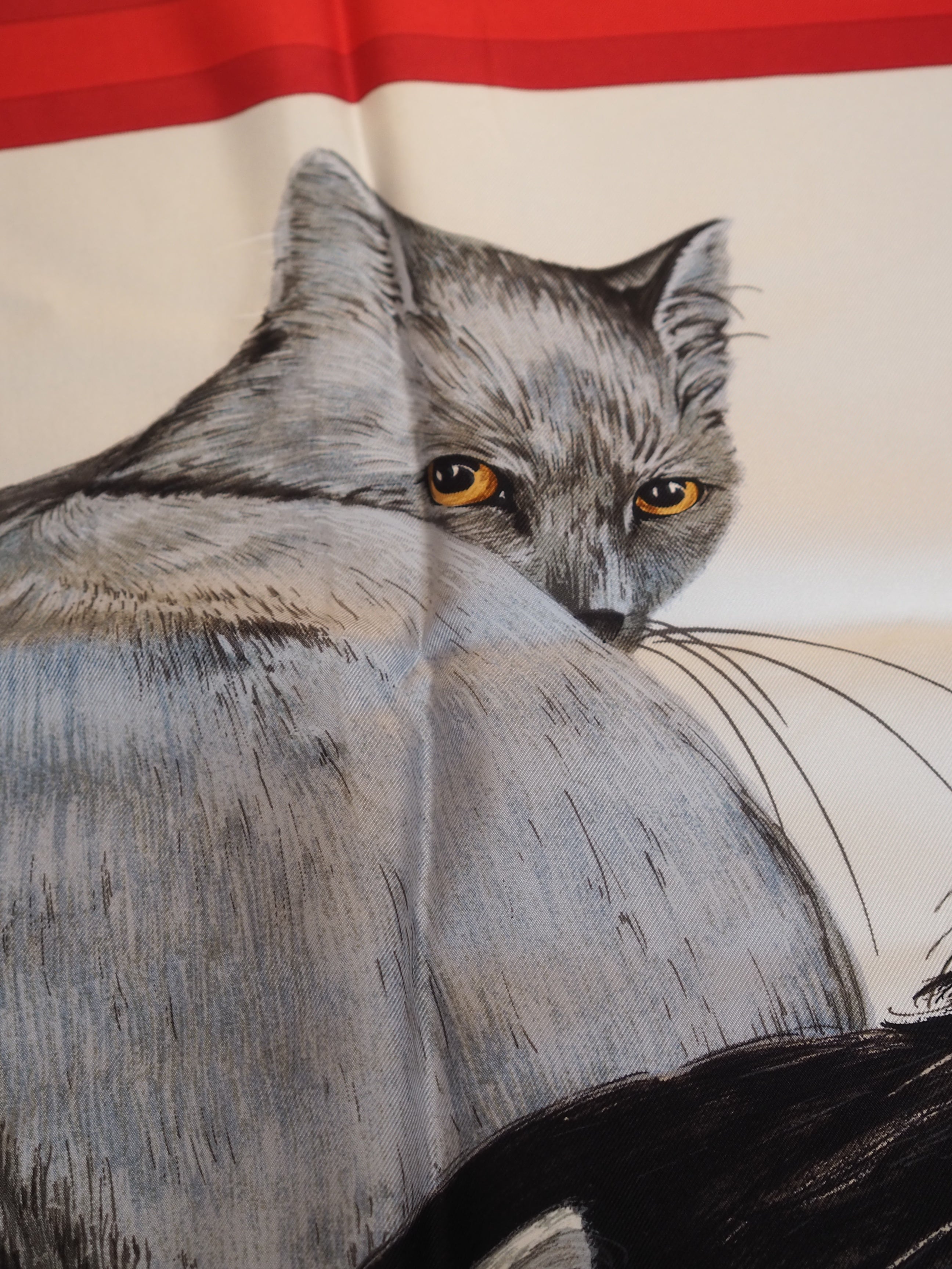 HERMES " Les Chats " Cat Scarf Carre 90