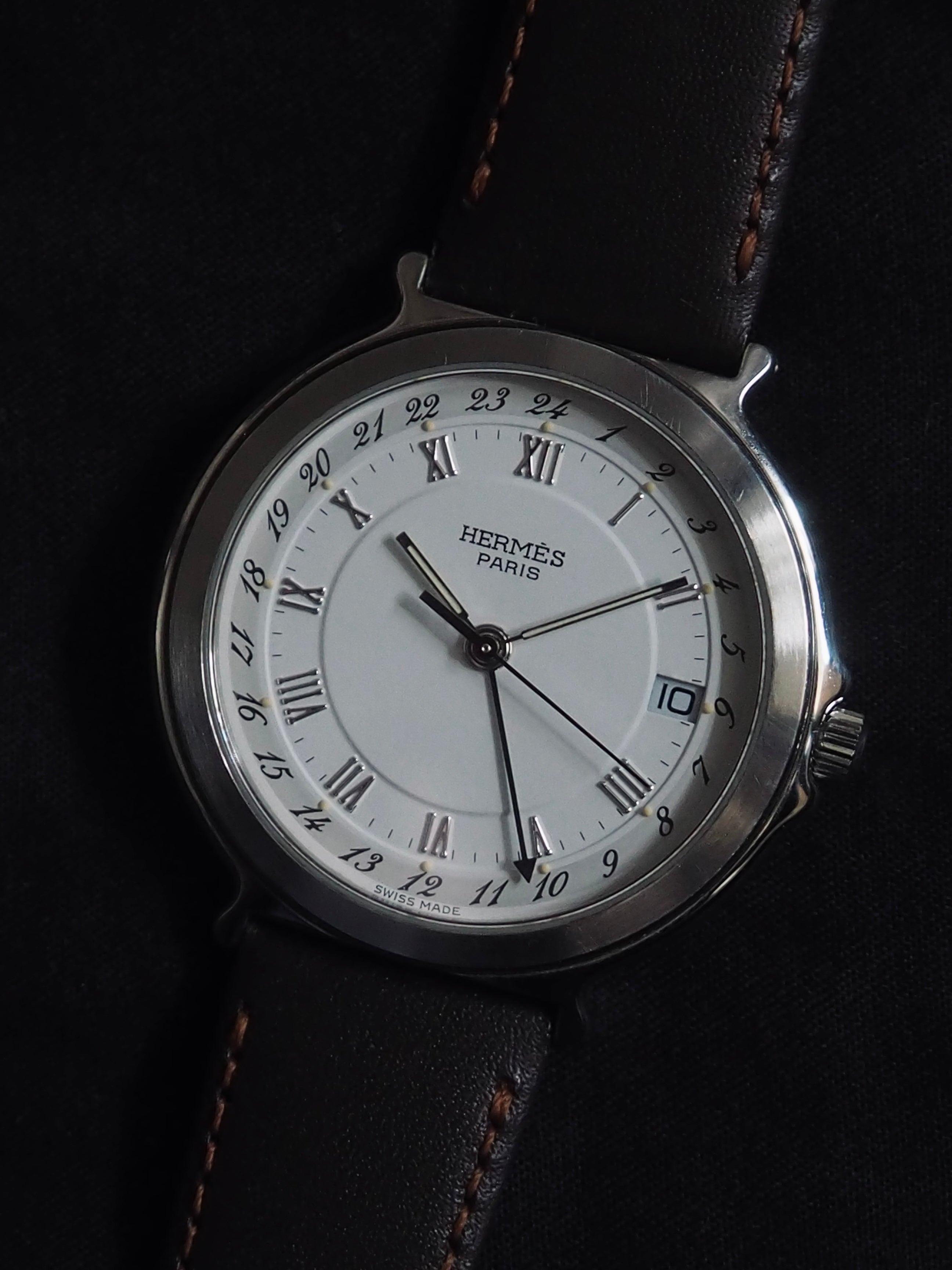 HERMES エルメス ウォッチ キャリック 時計 CA1.220 腕時計
 ステンレス /ゴールドメッキ ホワイト クオーツ ホワイト文字盤 レディース【中古】 HERMES（エルメス） キャリック CA1.220 腕時計 SS GP クォーツ