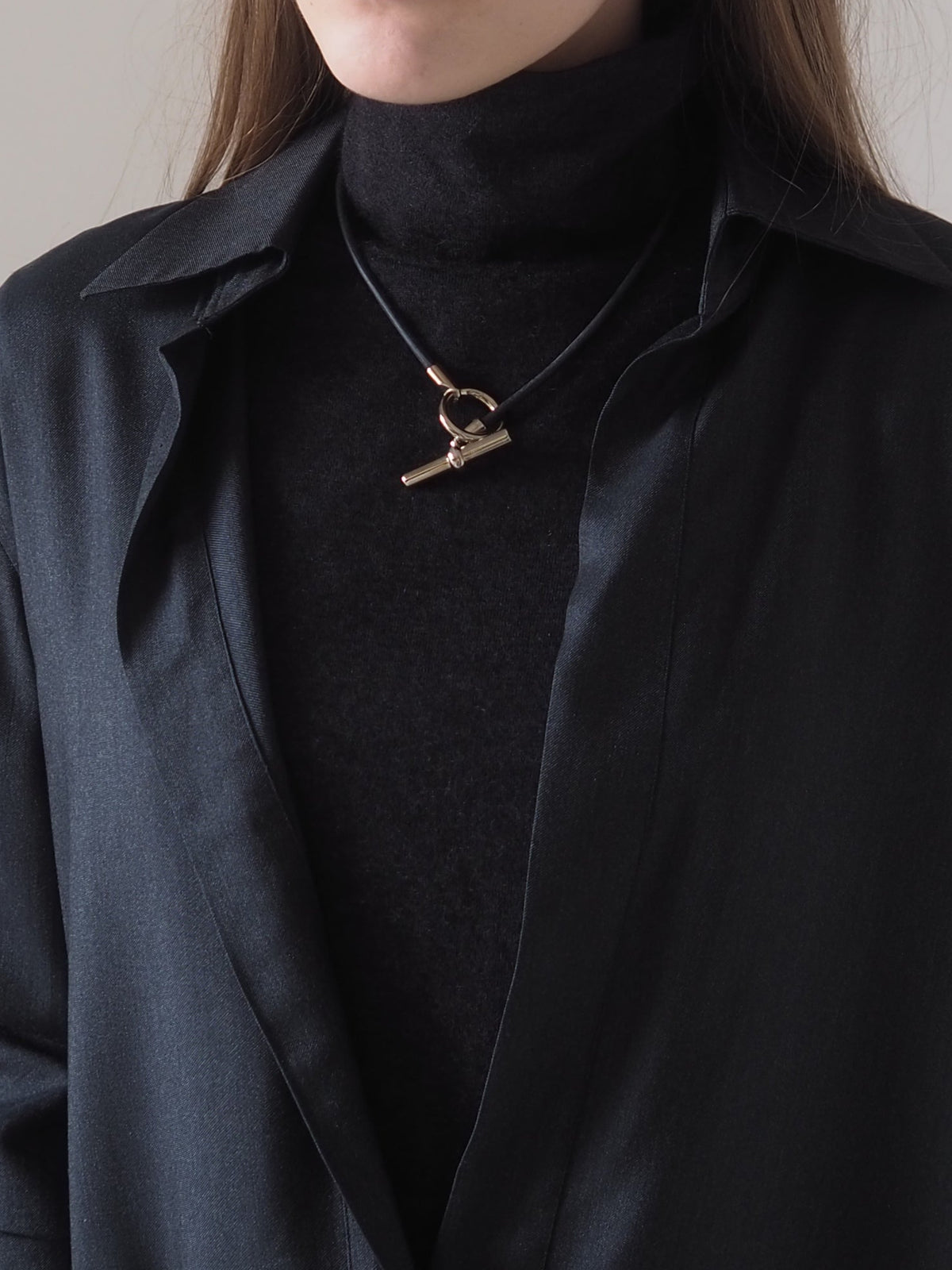 HERMES エルメス グレナン チョーカー ネックレス シルバー ブラック 