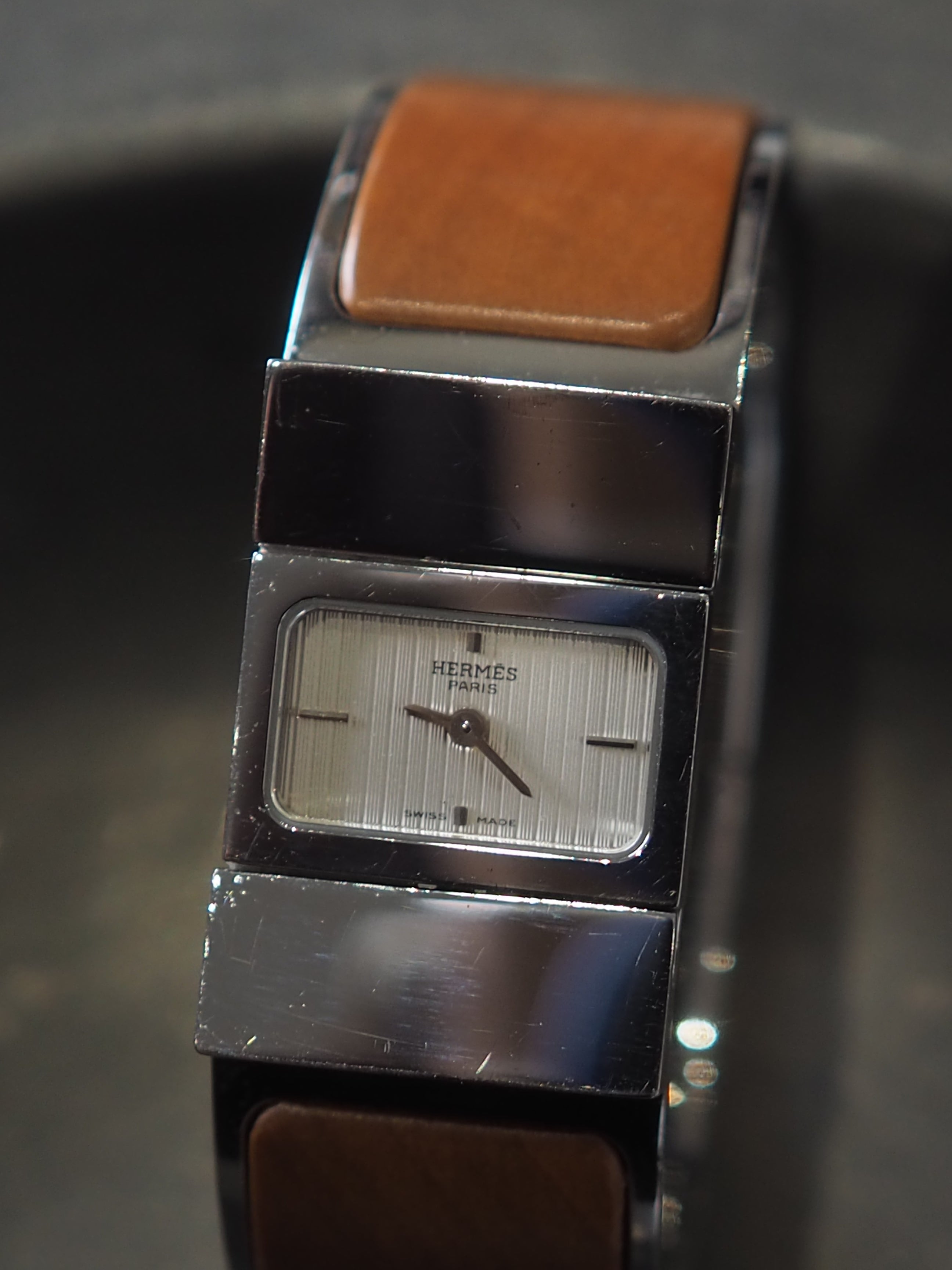 HERMES Location Wood Bangle Watch
