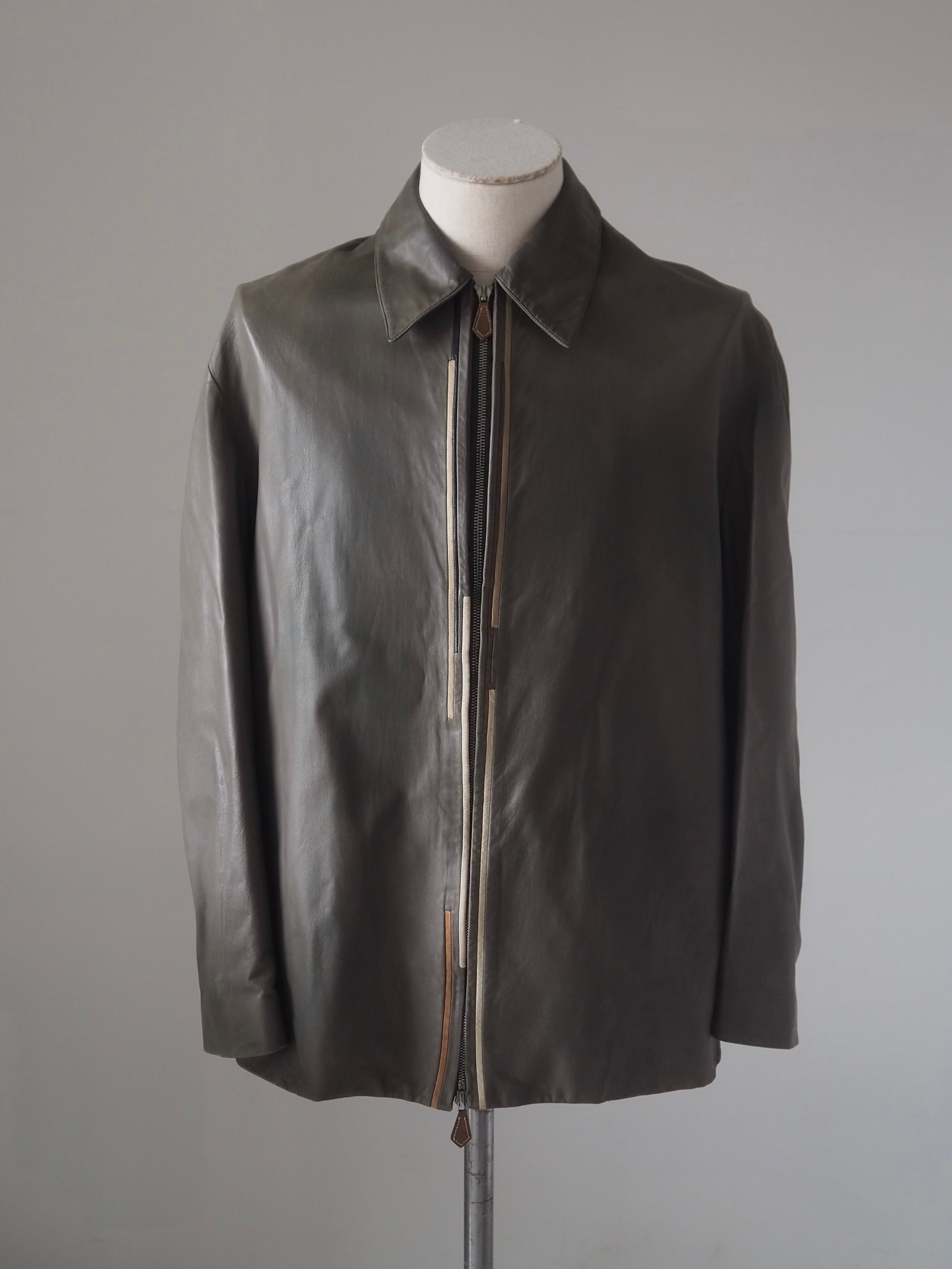 HERMÈS Agneau Lambskin Leather Zip Jacket