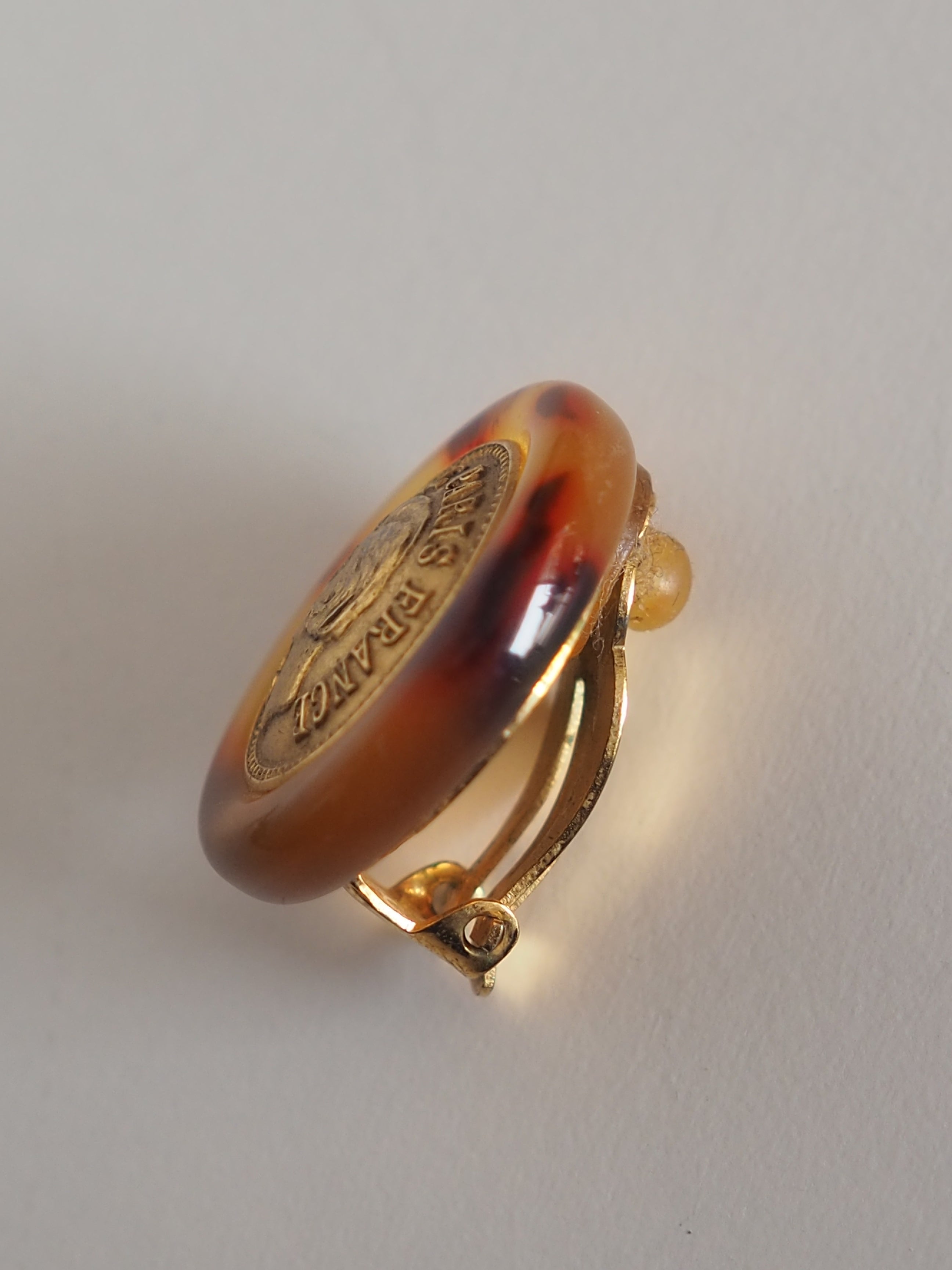 CHANEL Tortoise Shell Coin Earrings