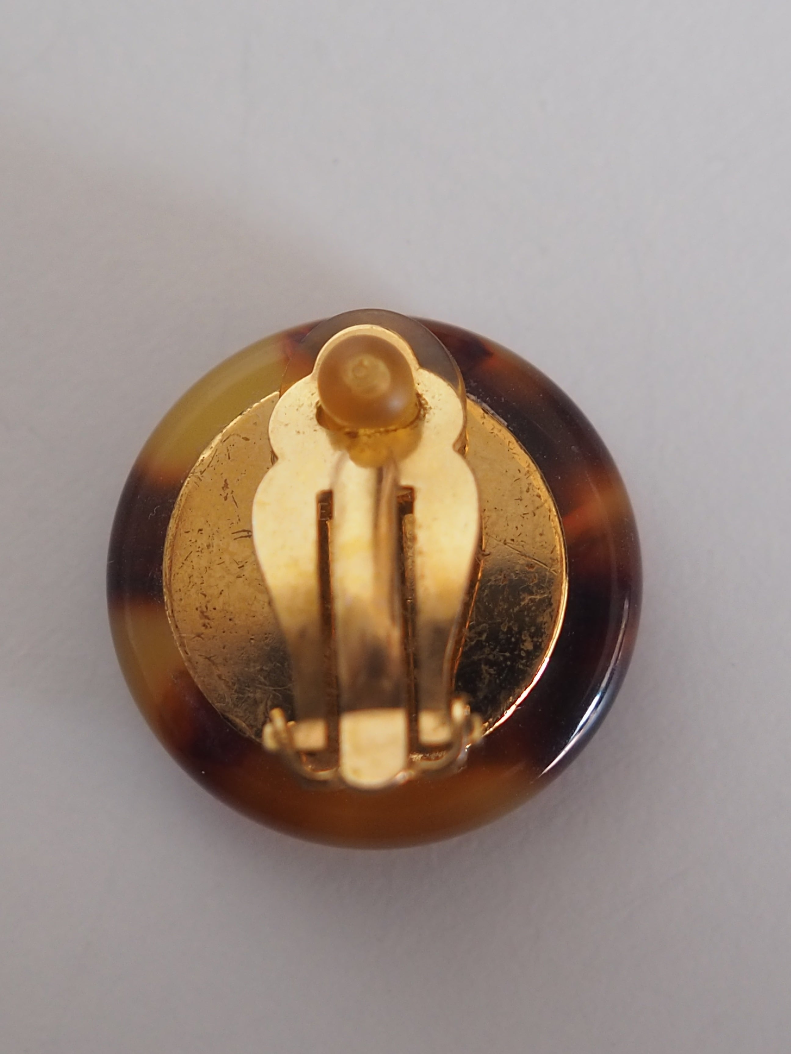 CHANEL Tortoise Shell Coin Earrings