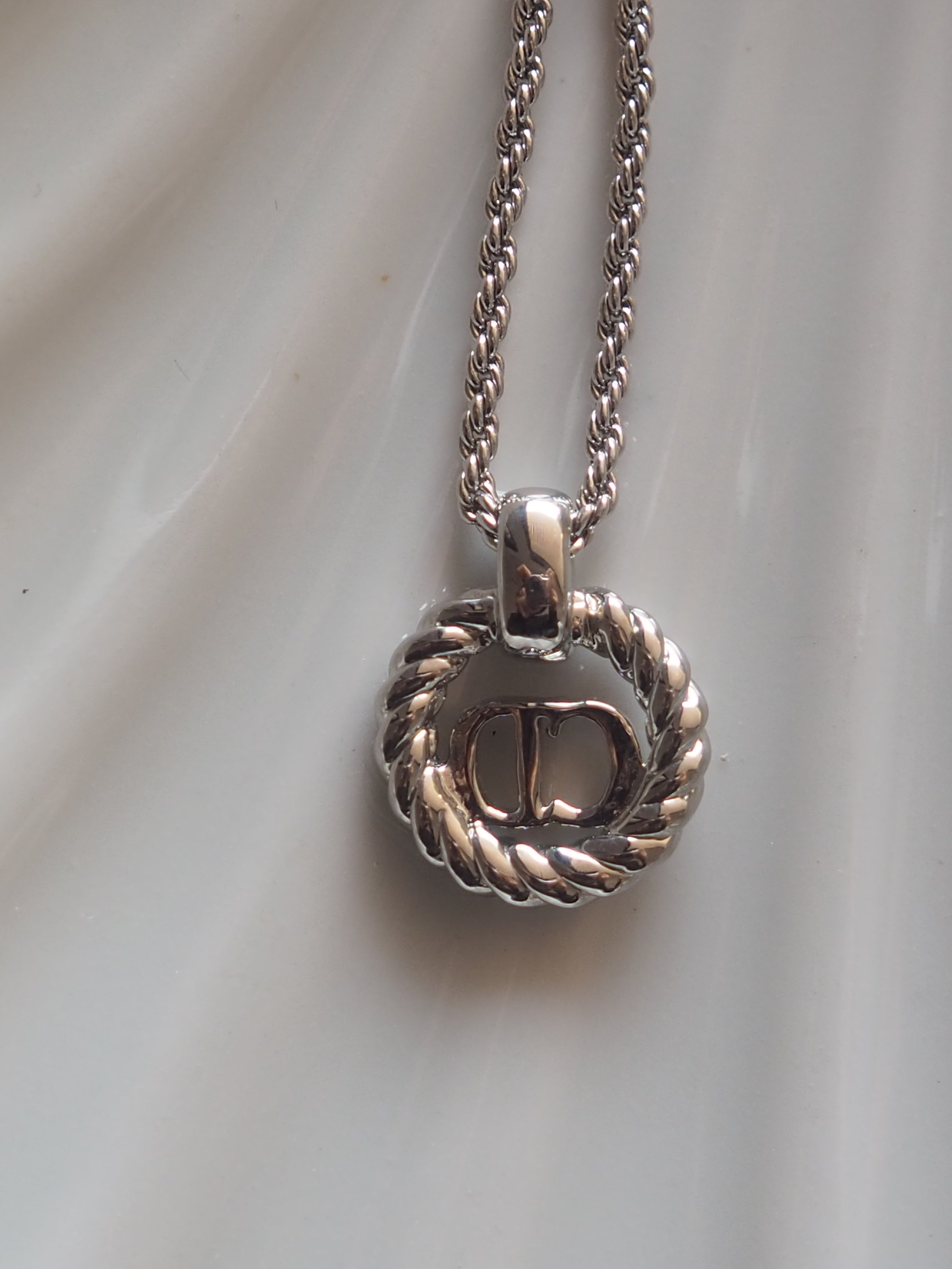 Christian Dior Logo Circle Necklace