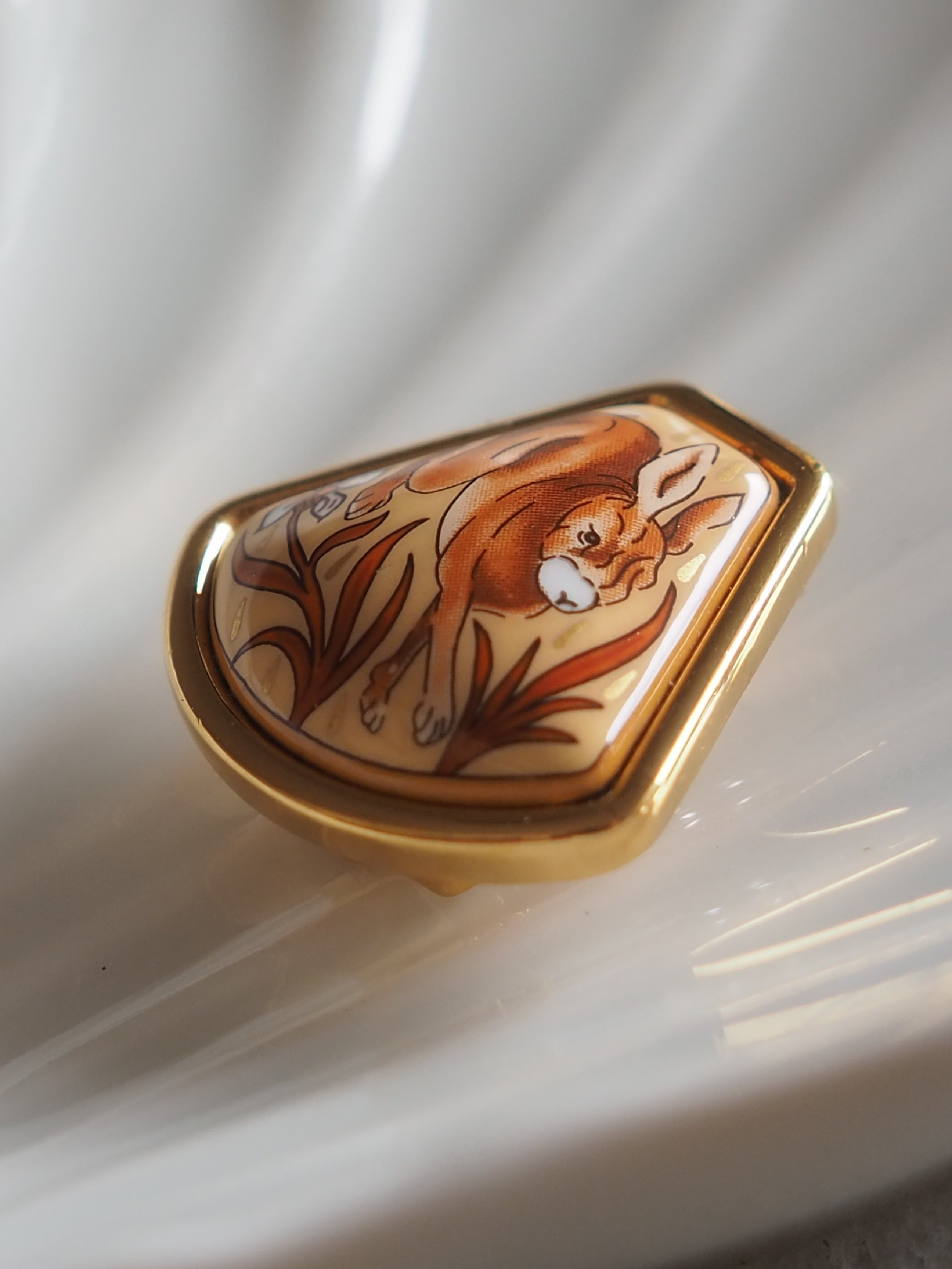 HERMES Enamel Rabbit Earrings