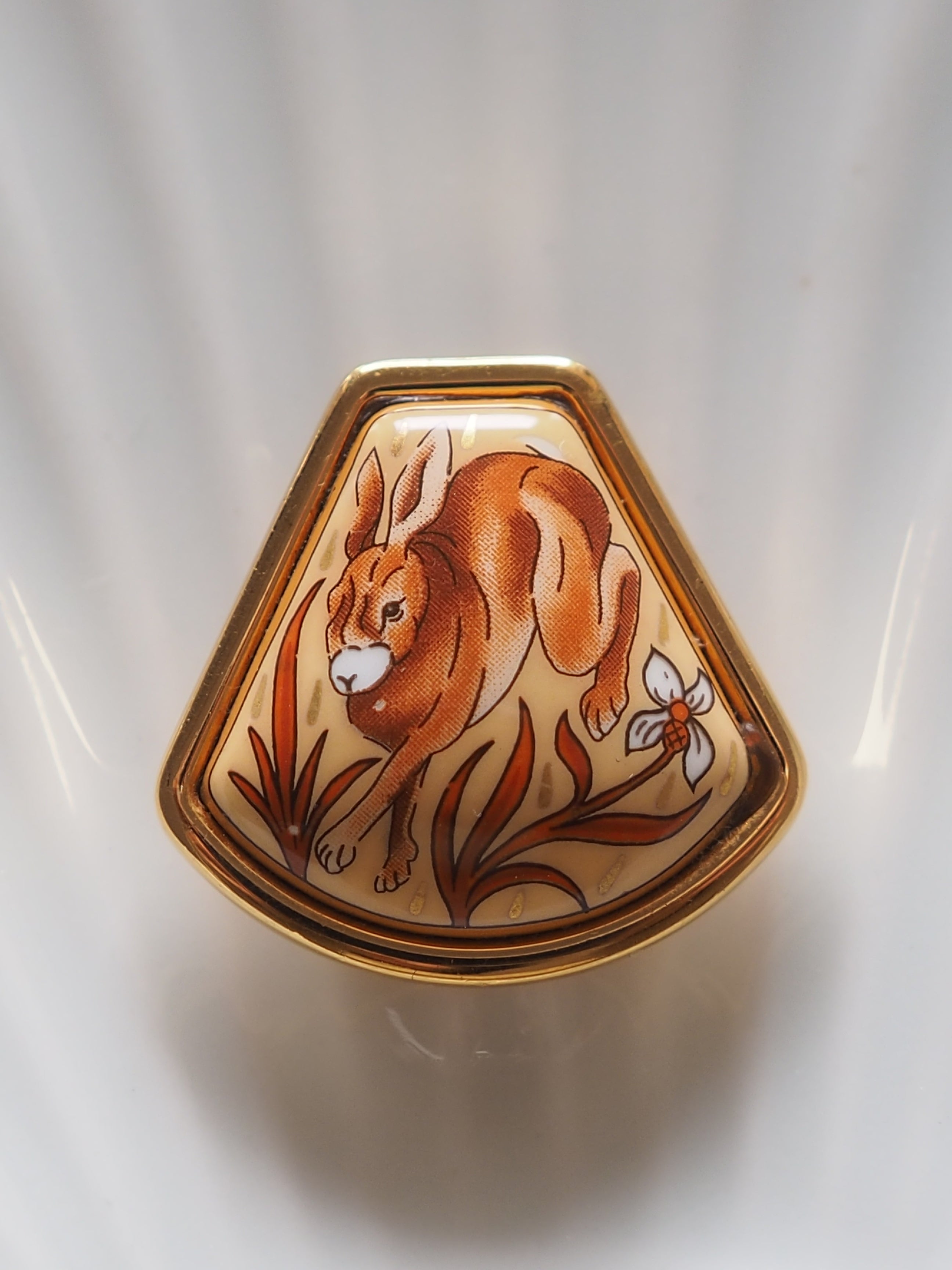 HERMES Enamel Rabbit Earrings