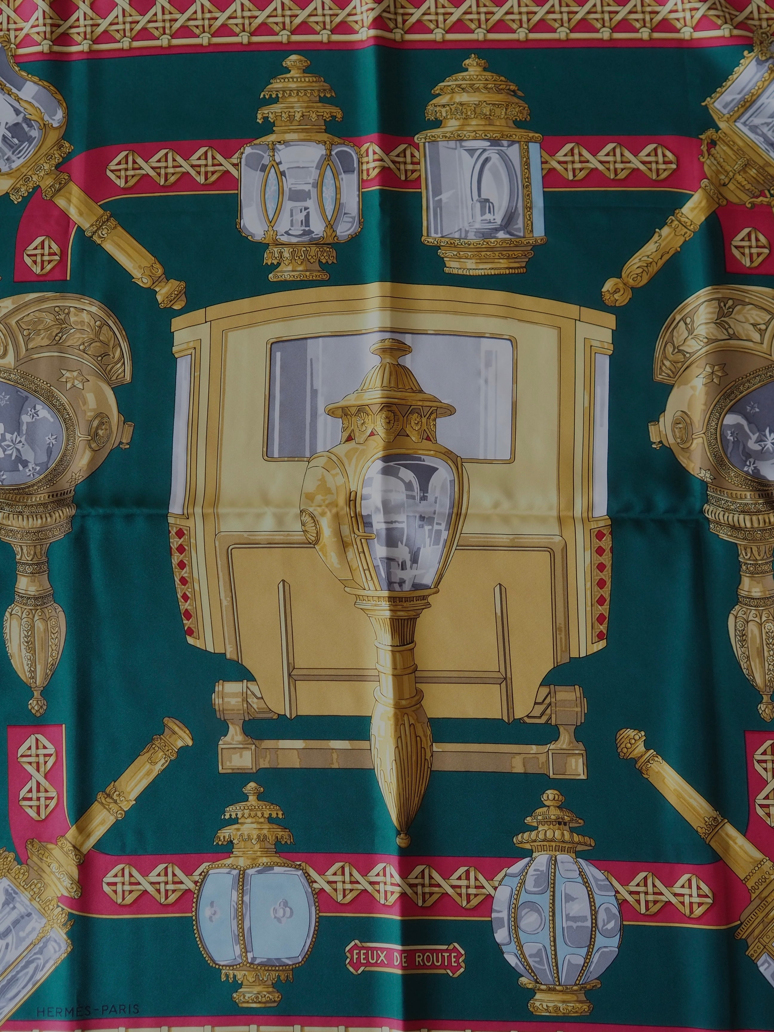 HERMES Scarf Care 90 " FEUX de Route "