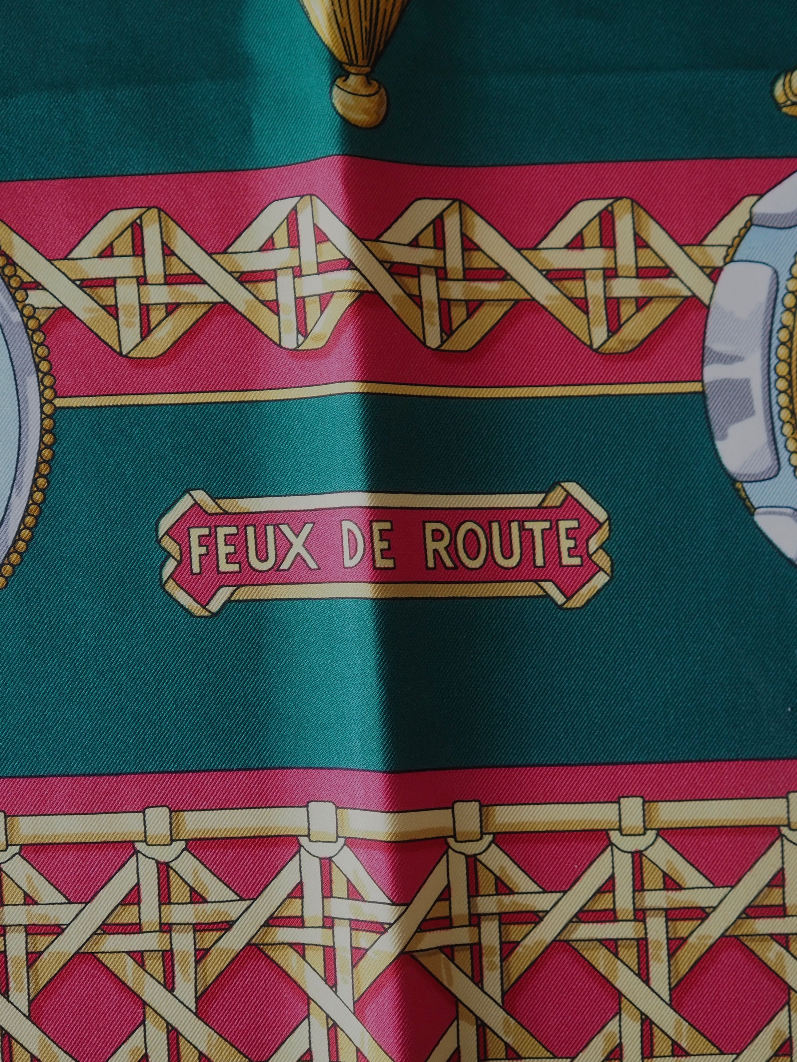 HERMES Scarf Care 90 " FEUX de Route "