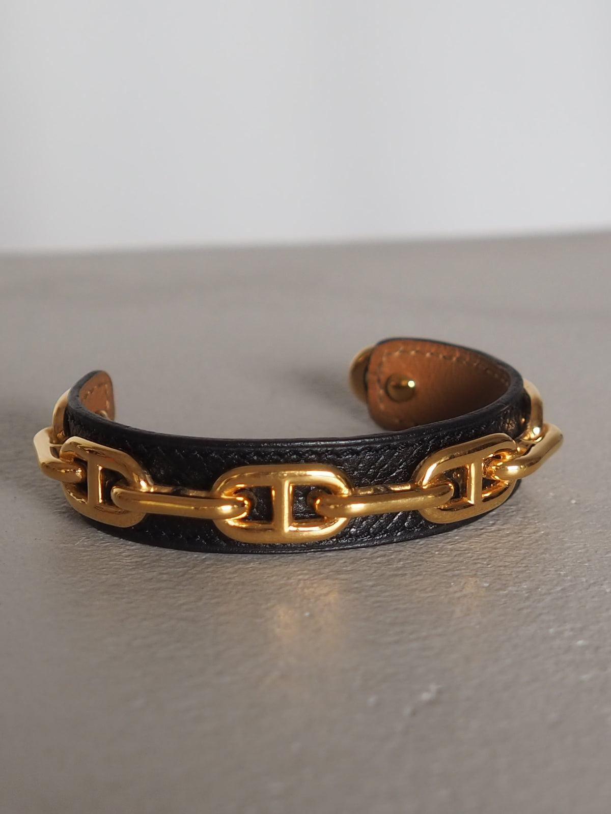 HERMES エルメス シェーヌダンクル バングル ゴールド ブラック 