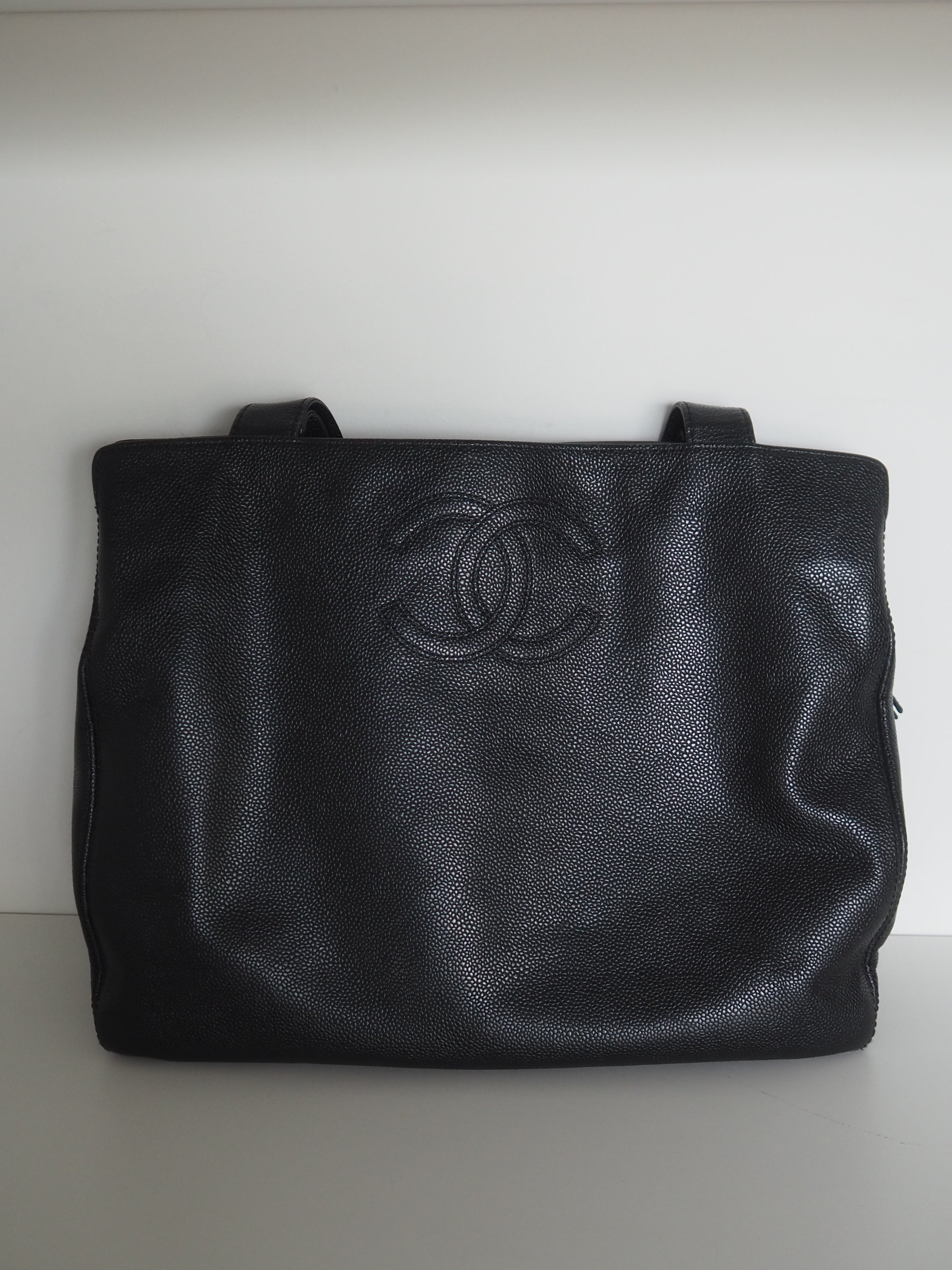 CHANEL Caviar Leather CC Tote Bag
