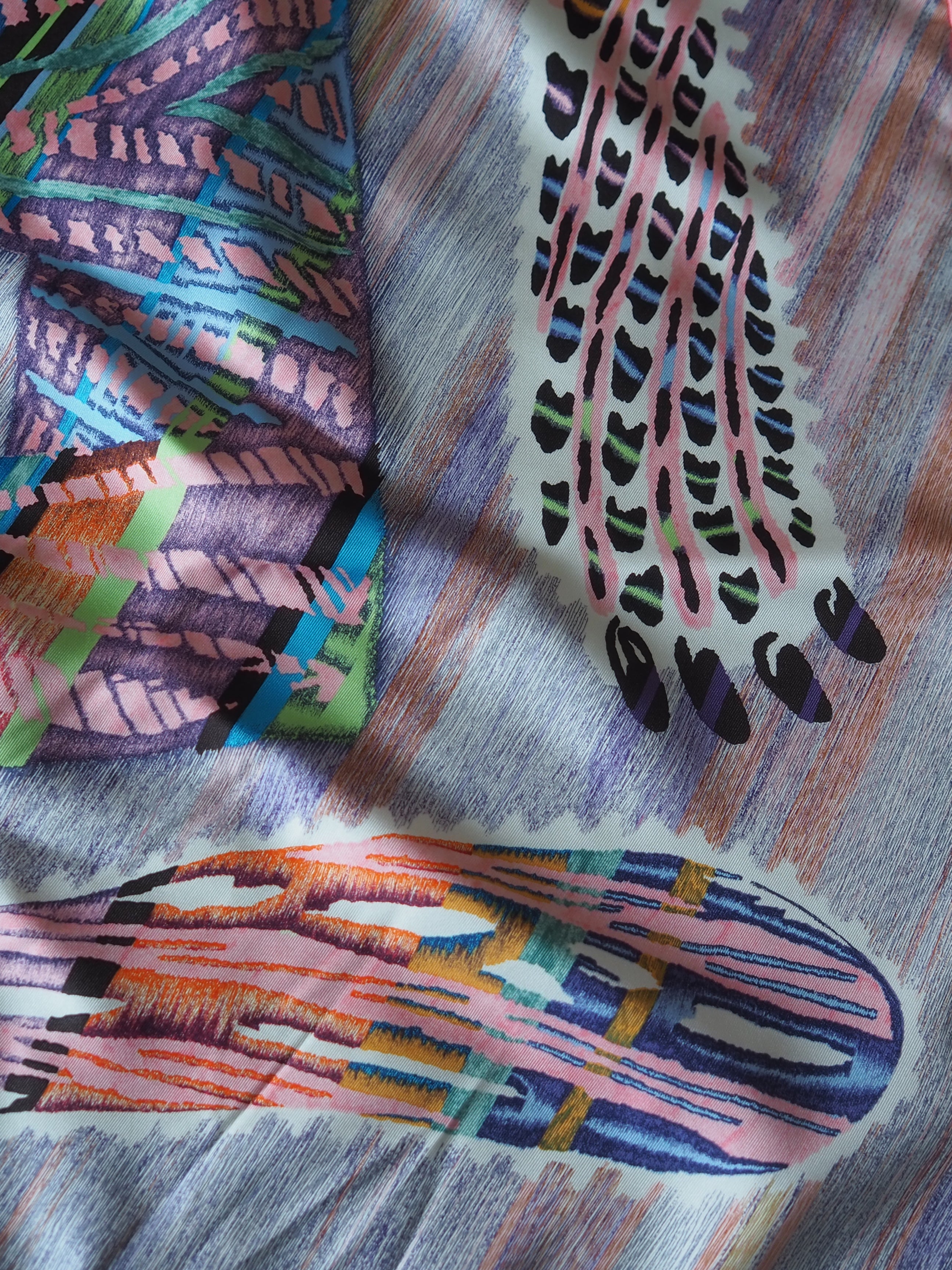 HERMES Scarf Care 90 " Le Chat Carre "