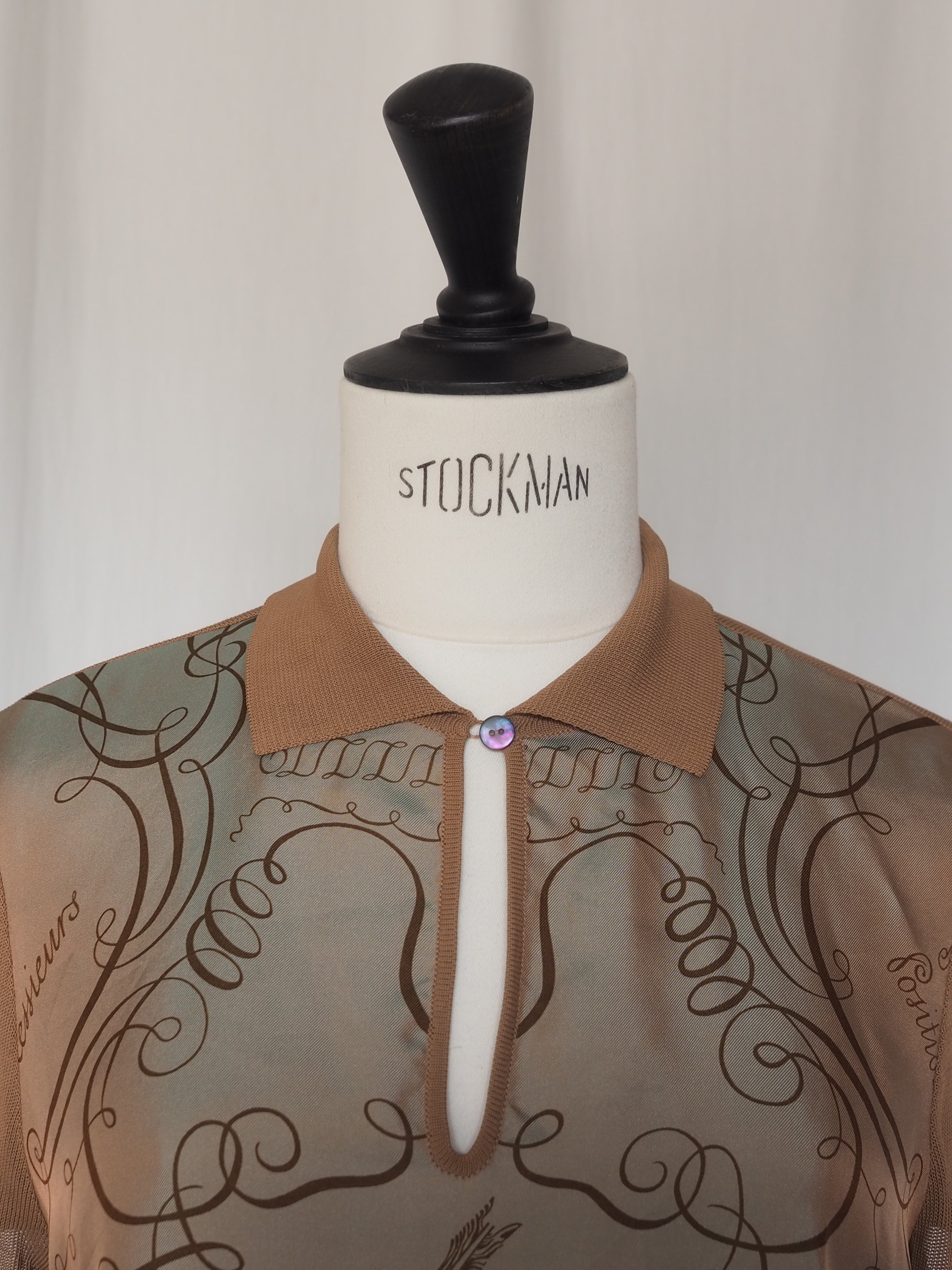 HERMÈS by Martin Margiela Calligraphy Silk Mesh Top