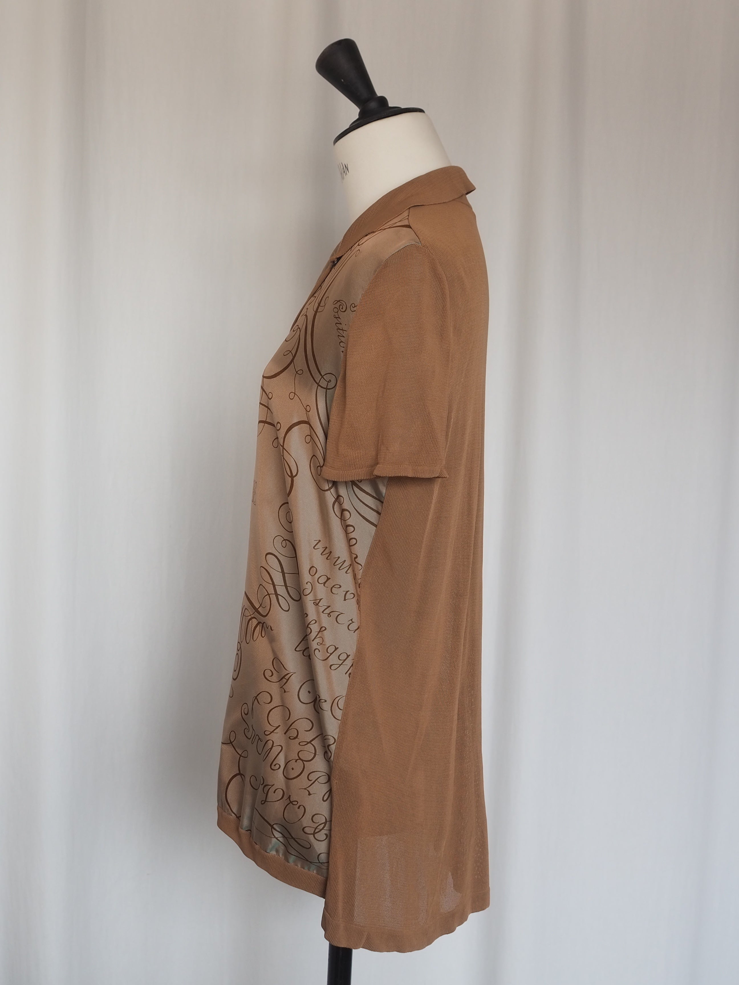 HERMÈS by Martin Margiela Calligraphy Silk Mesh Top