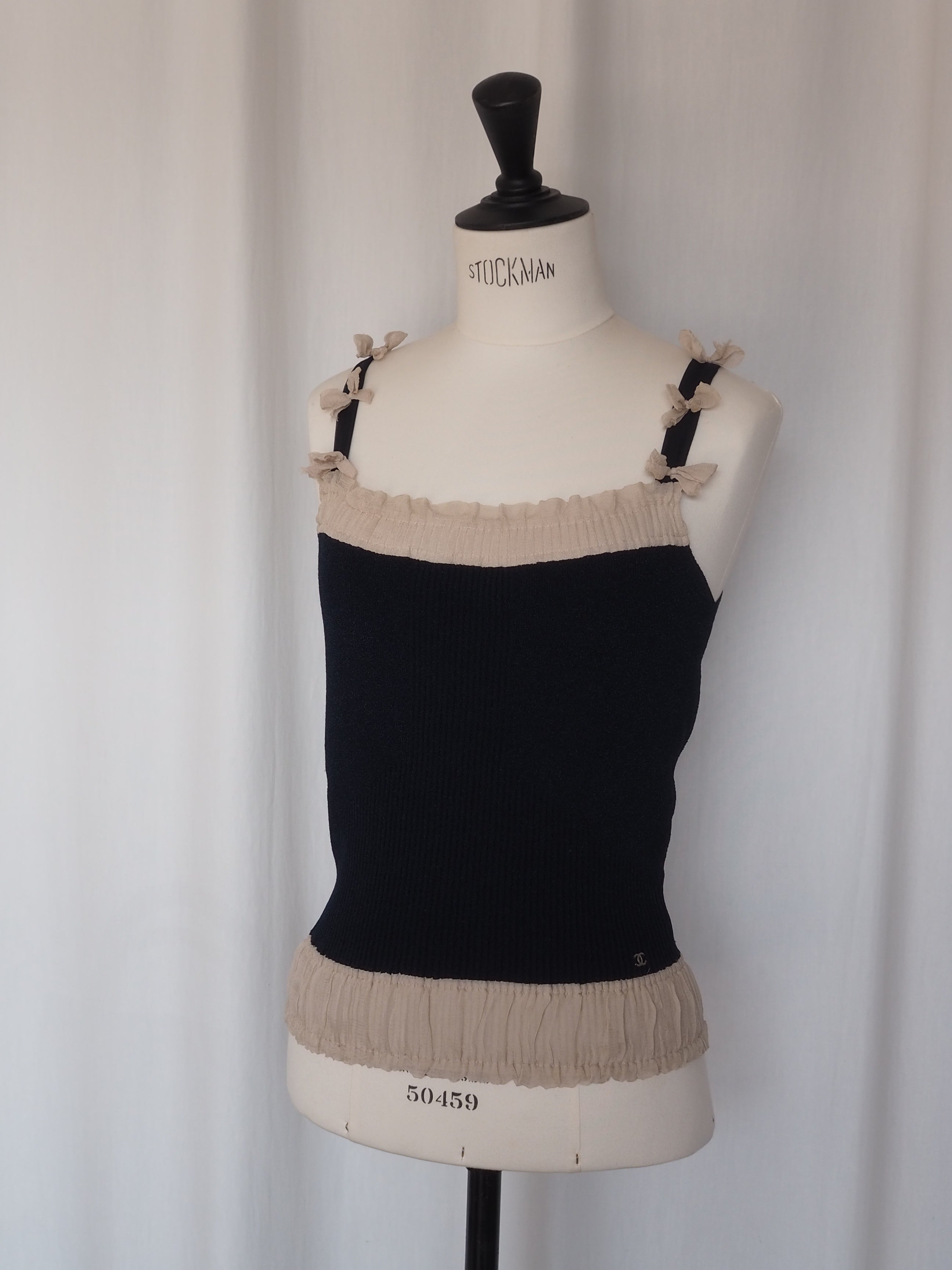 CHANEL Ribbon Strap Knit Camisole