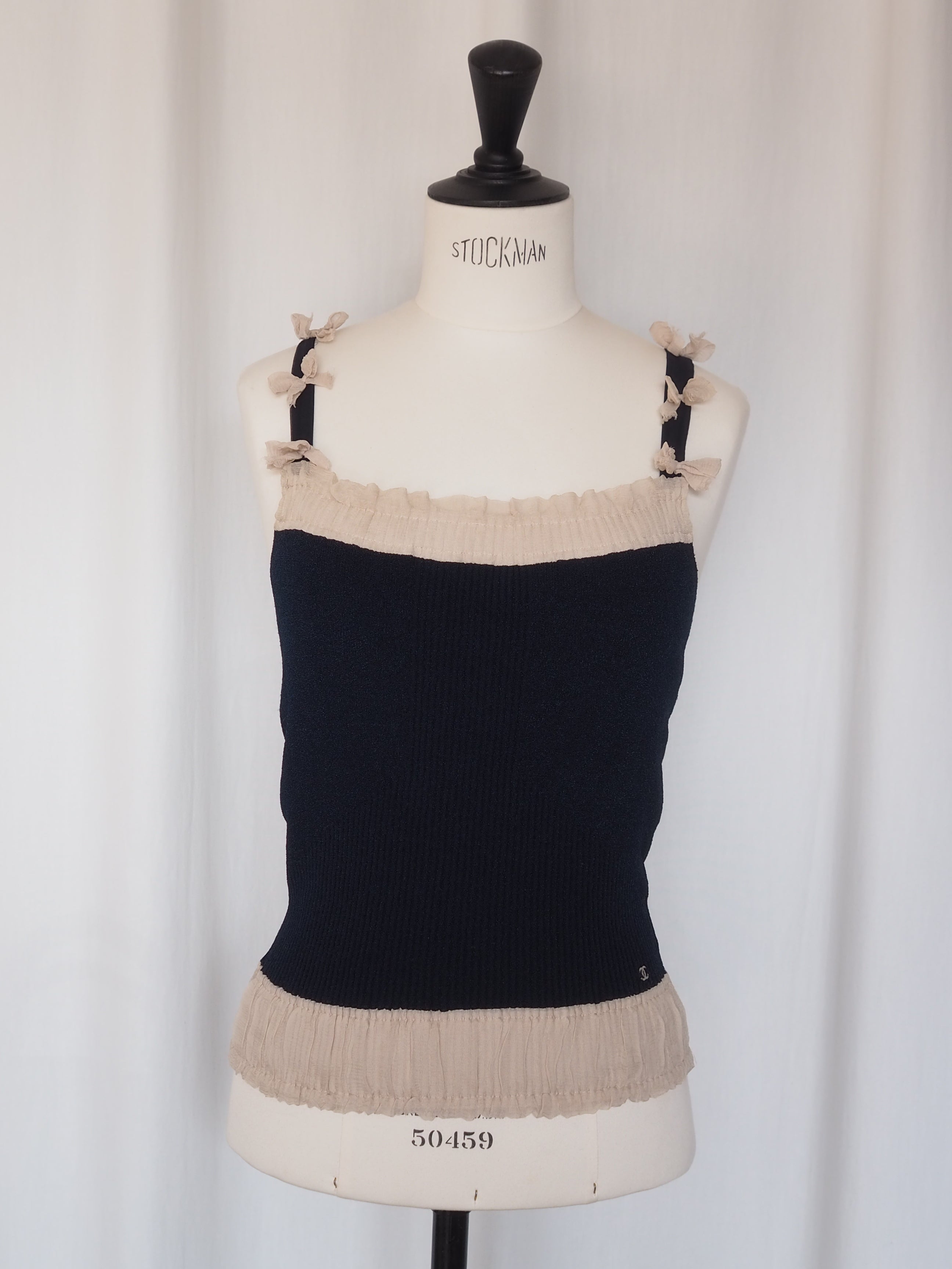 CHANEL Ribbon Strap Knit Camisole