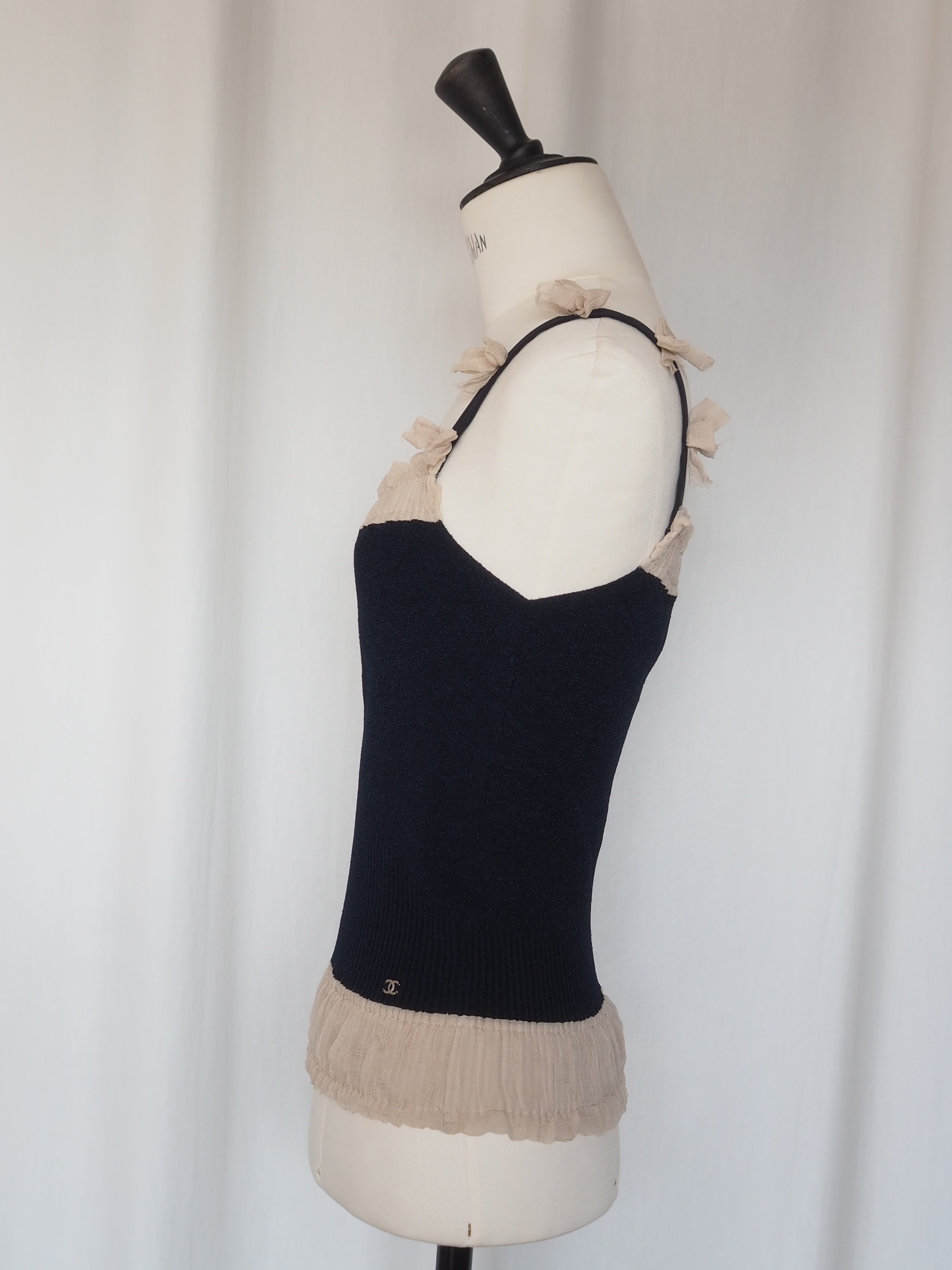 CHANEL Ribbon Strap Knit Camisole
