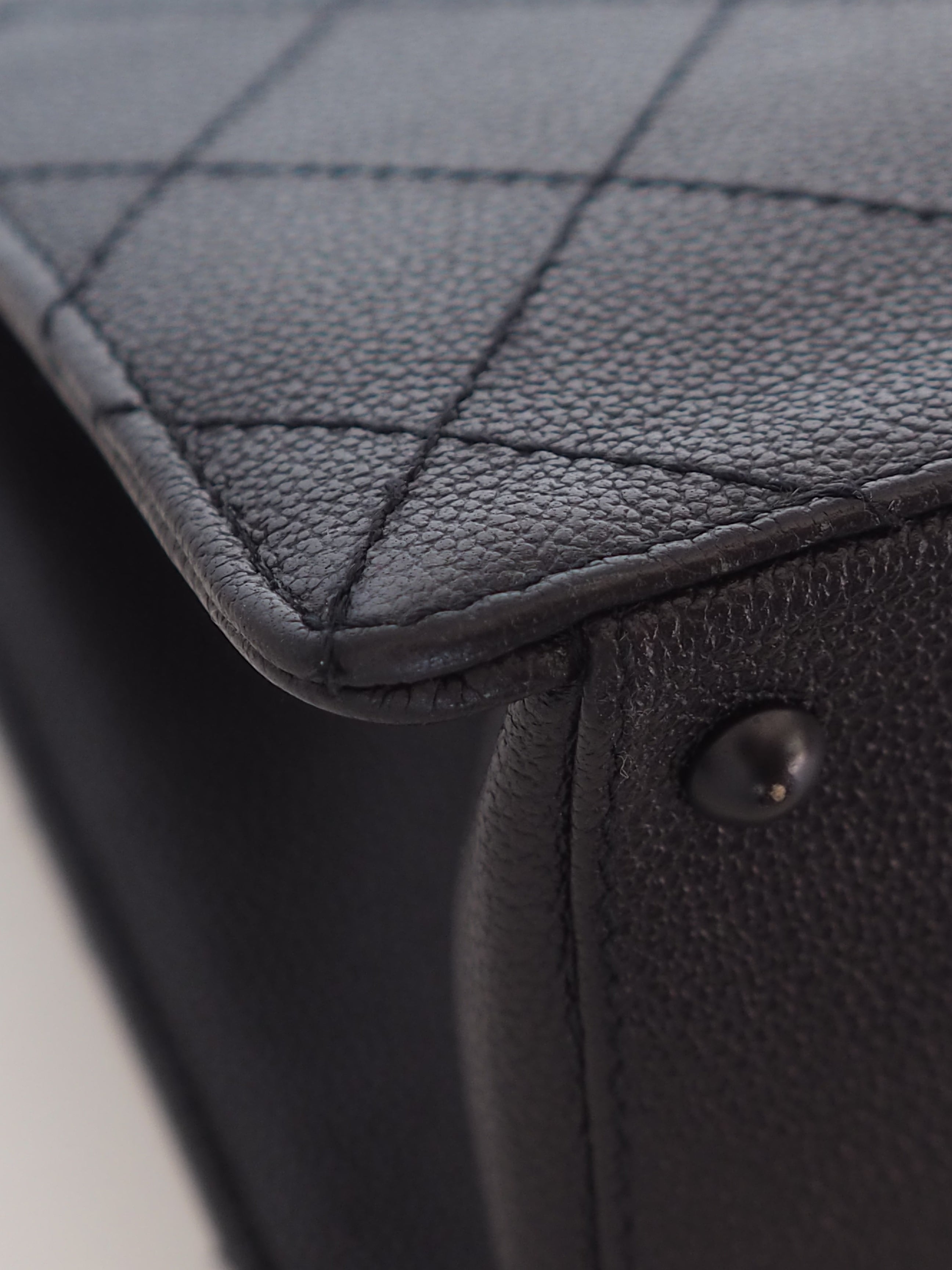 CHANEL Black Caviar Quilted Chain Tote Bag