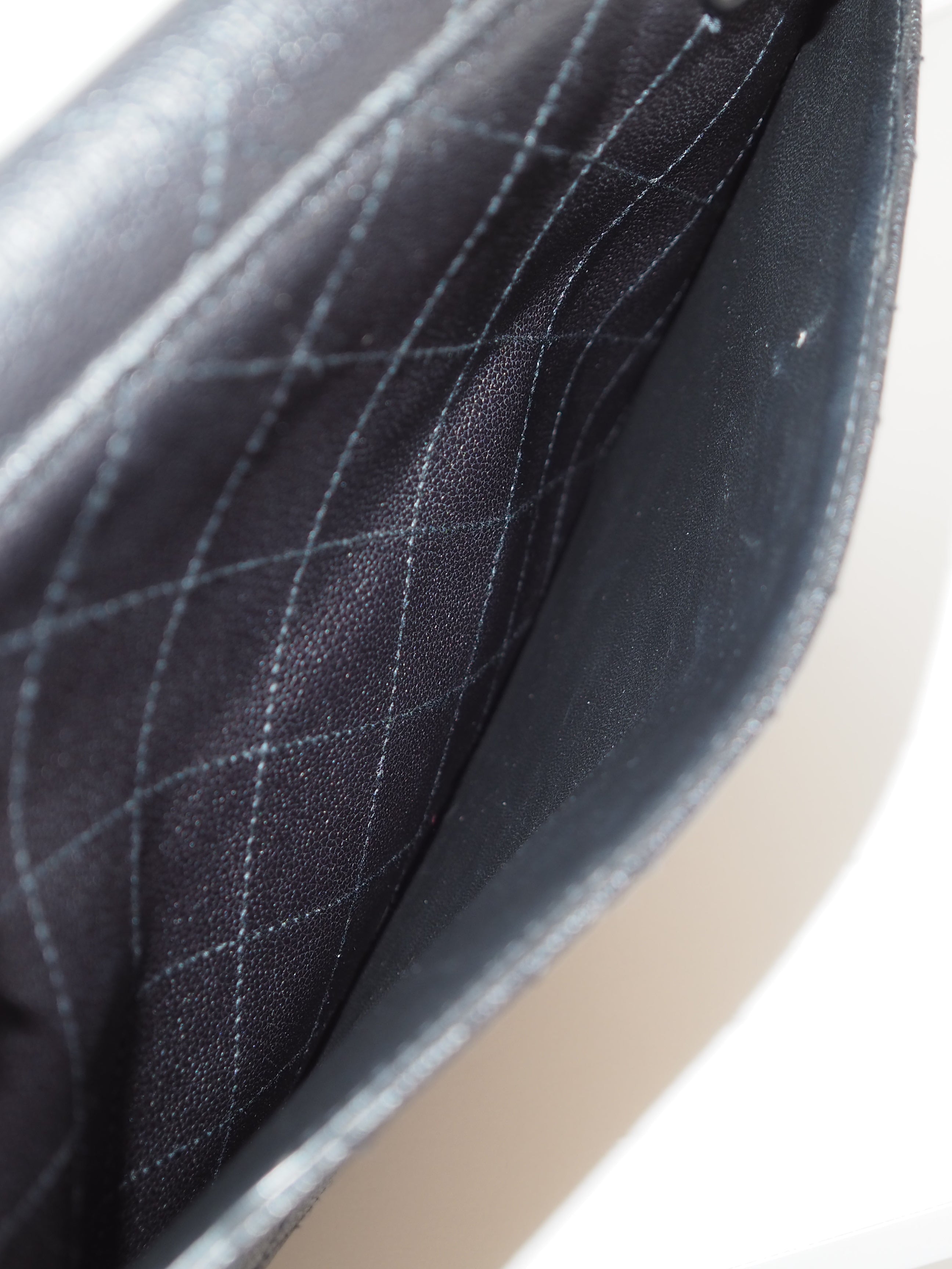 CHANEL Black Caviar Quilted Chain Tote Bag