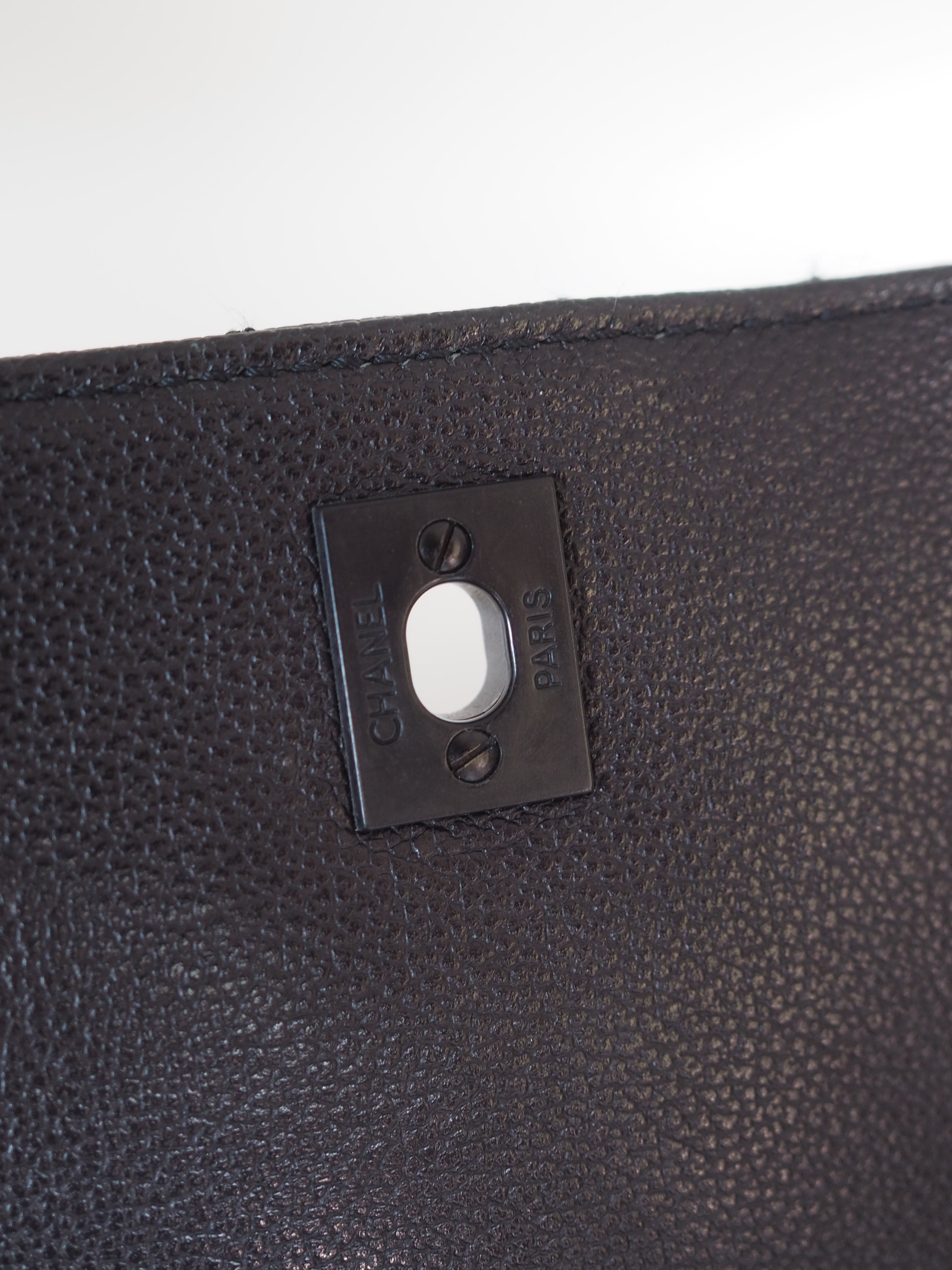 CHANEL Black Caviar Quilted Chain Tote Bag