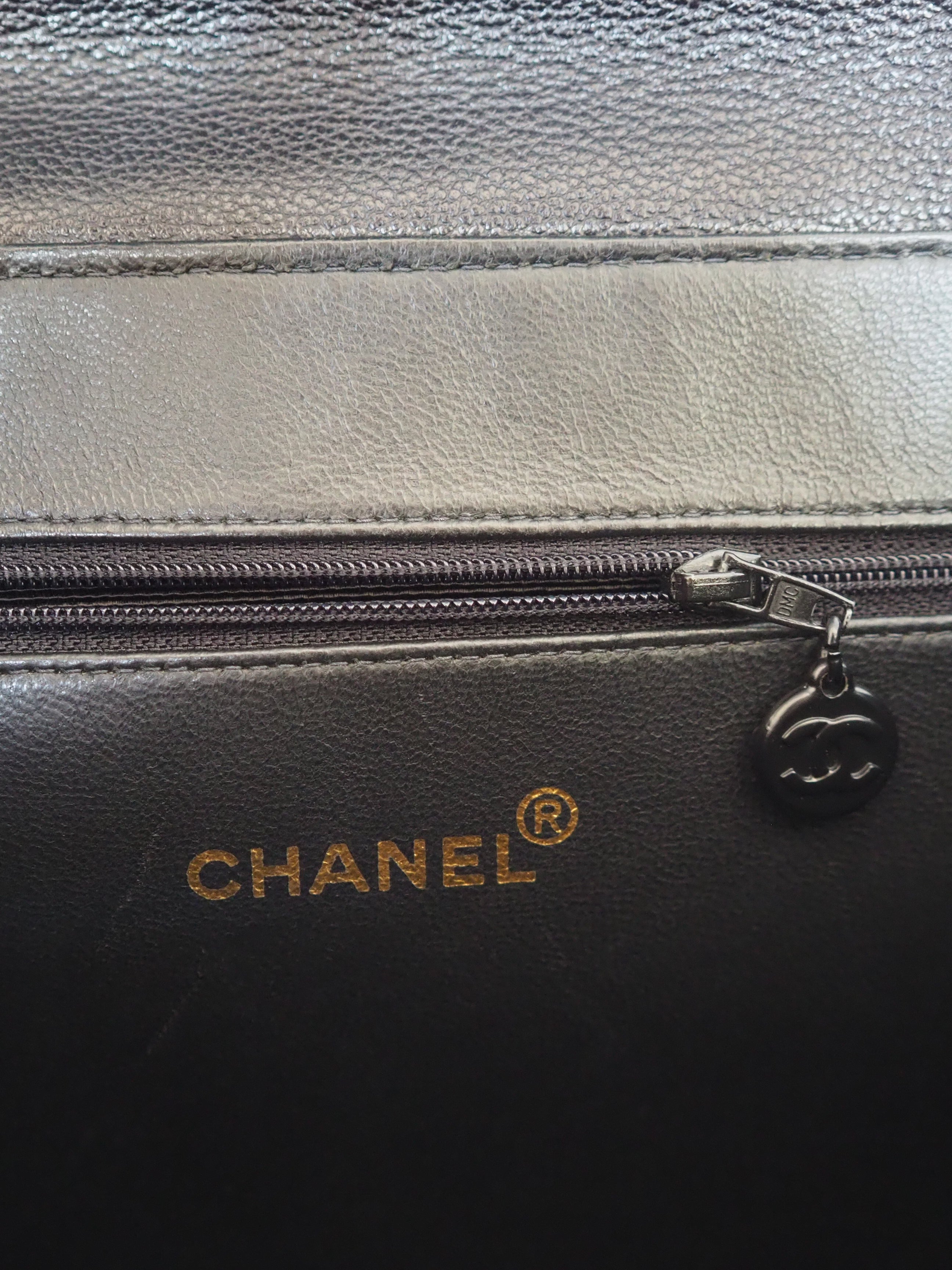 CHANEL Black Caviar Quilted Chain Tote Bag