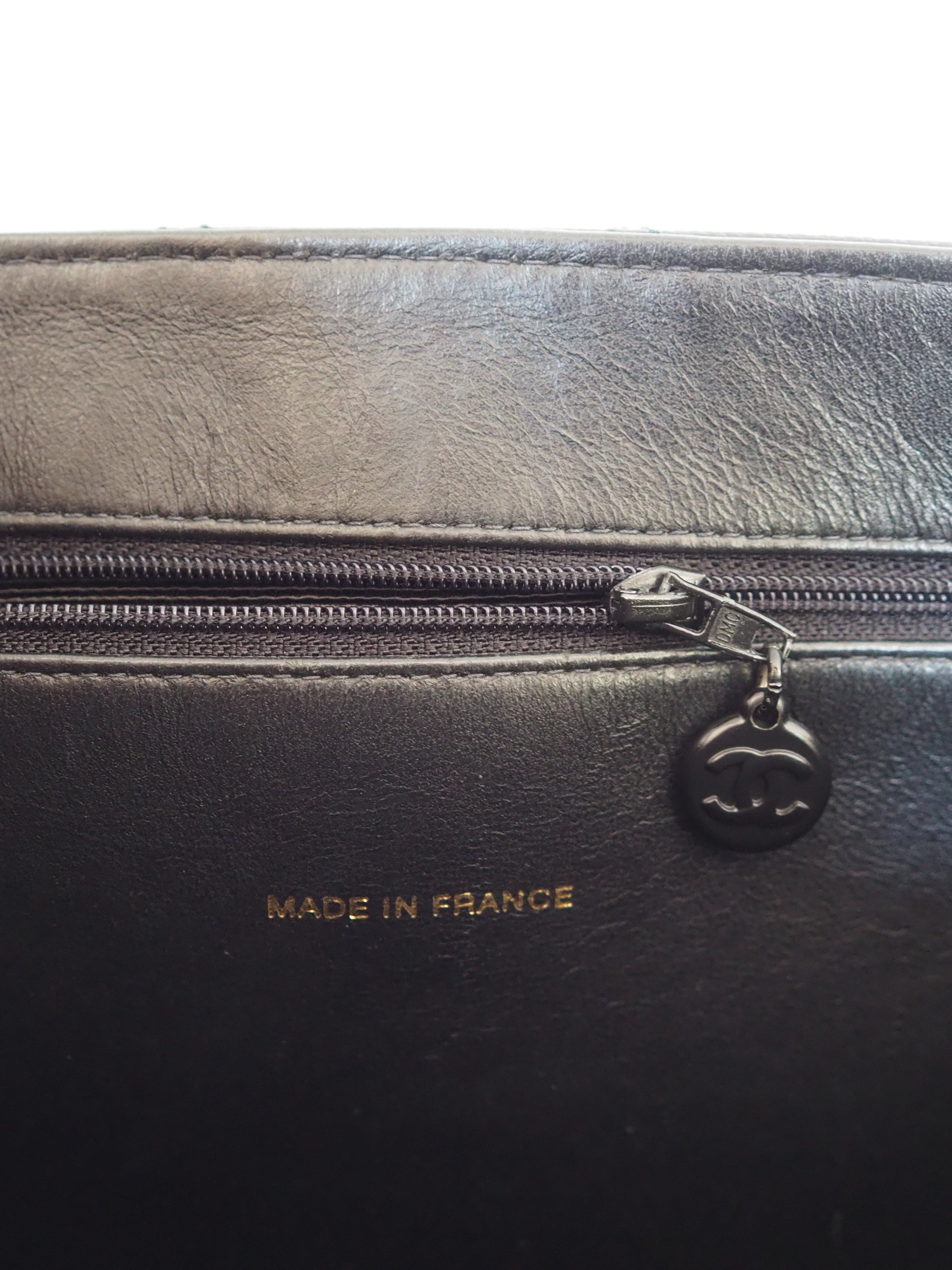 CHANEL Black Caviar Quilted Chain Tote Bag