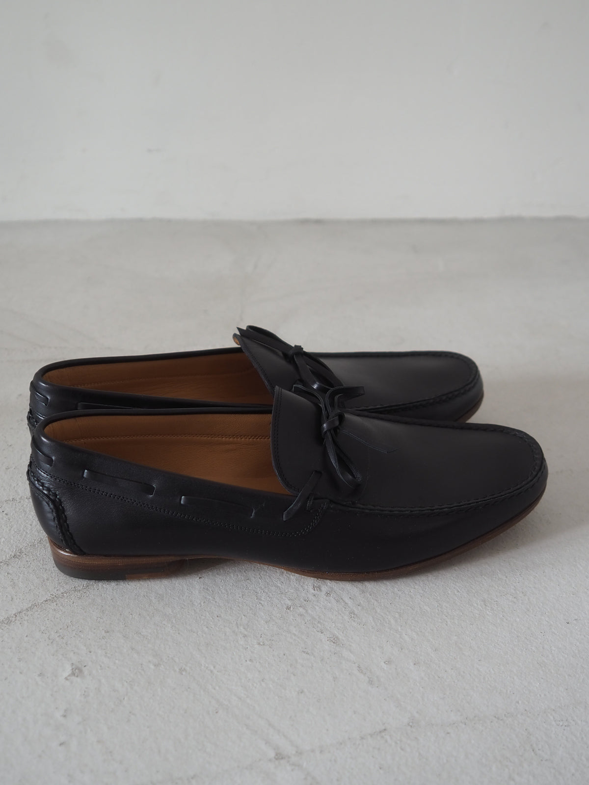 HERMÈS Leather Lace Loafers
