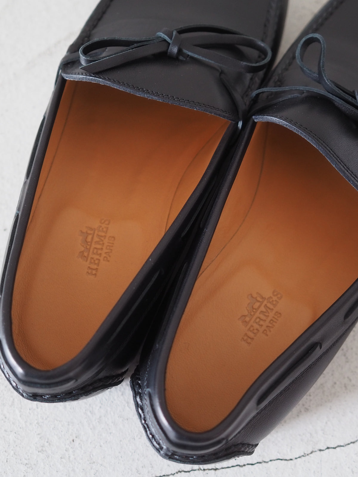 HERMÈS Leather Lace Loafers