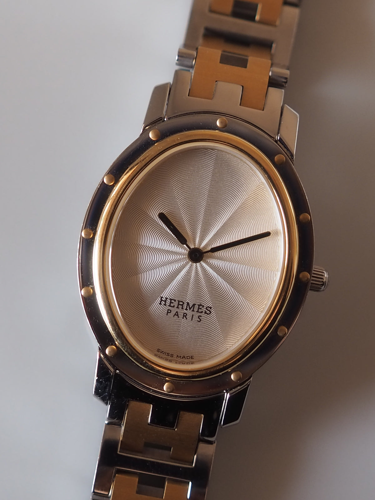 HERMES エルメス クリッパー オーバル ウォッチ 腕時計 シルバー 