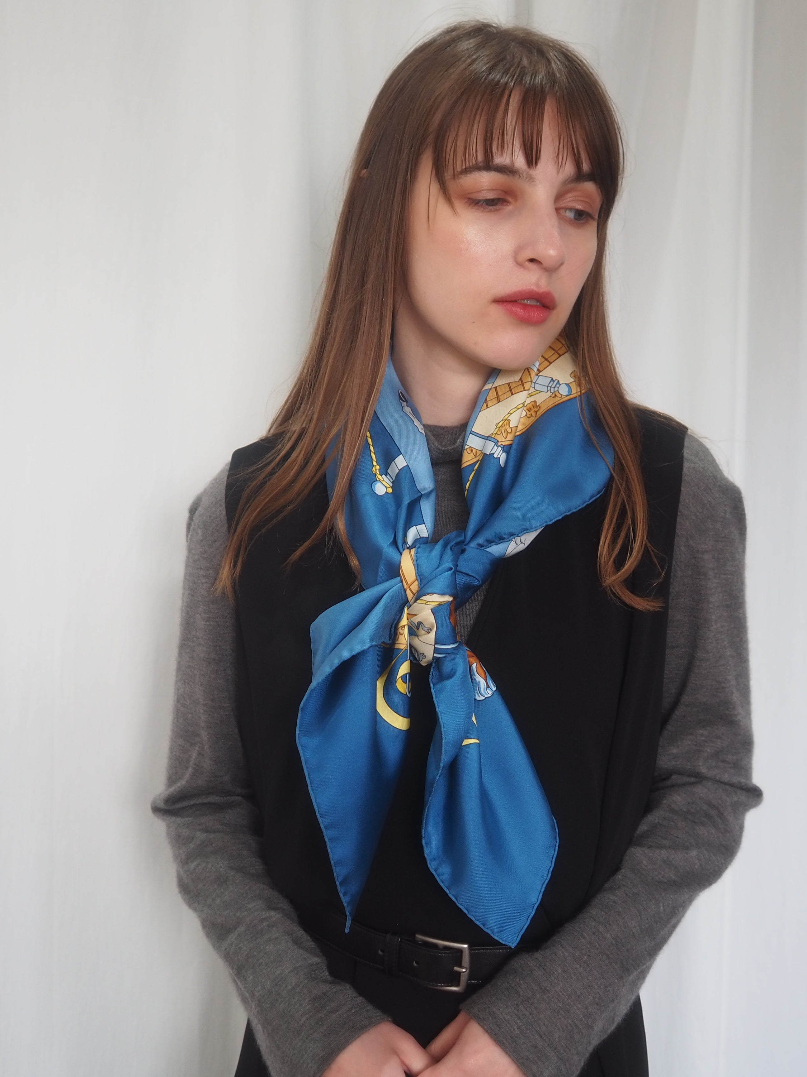 HERMES Scarf Care 90 " La Tour Eiffel S'Envole "