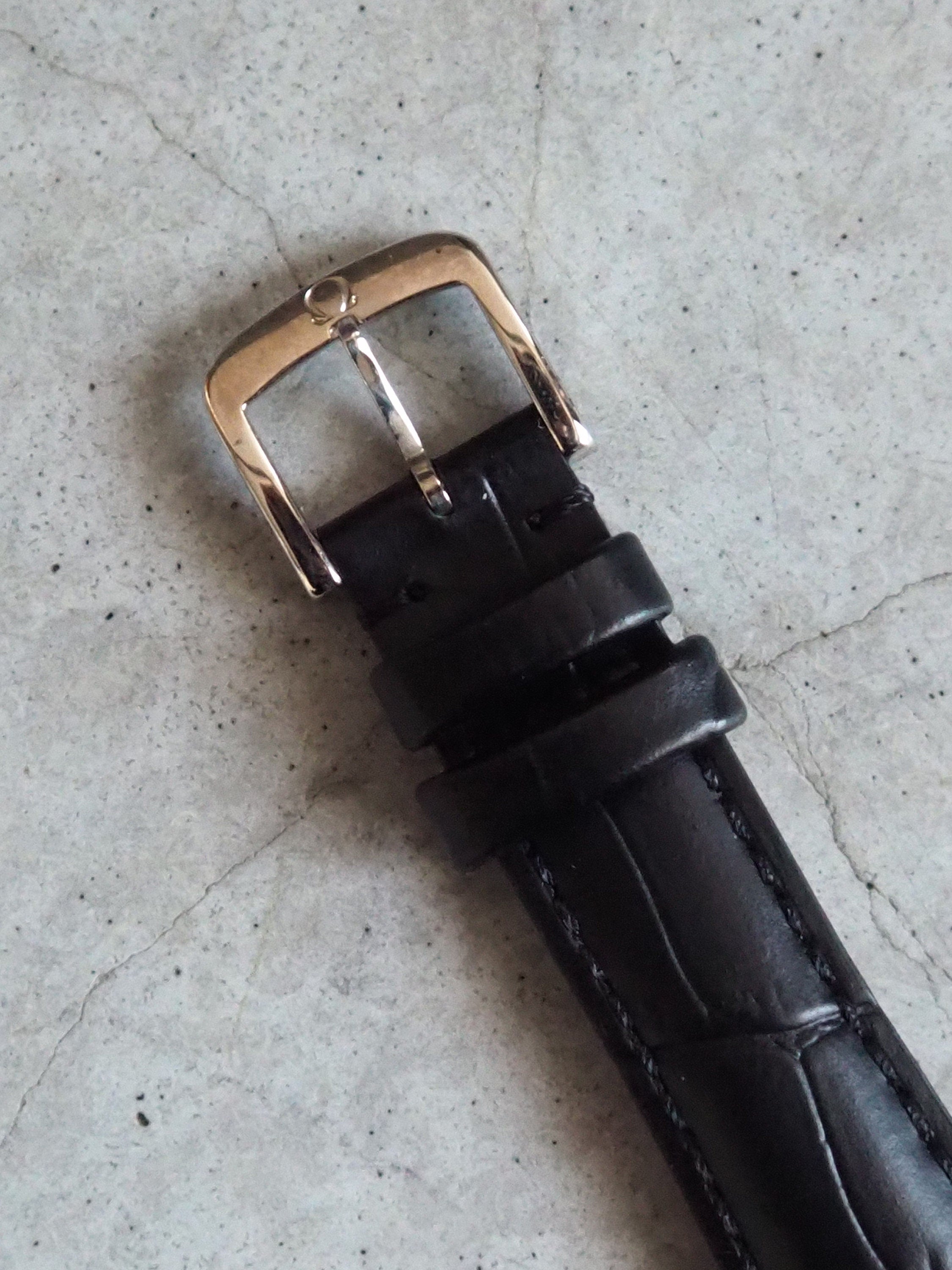 OMEGA DE VILLE Watch Silver Color Stainless steel Black Leather Men's Unisex Vintage Antique Authentic