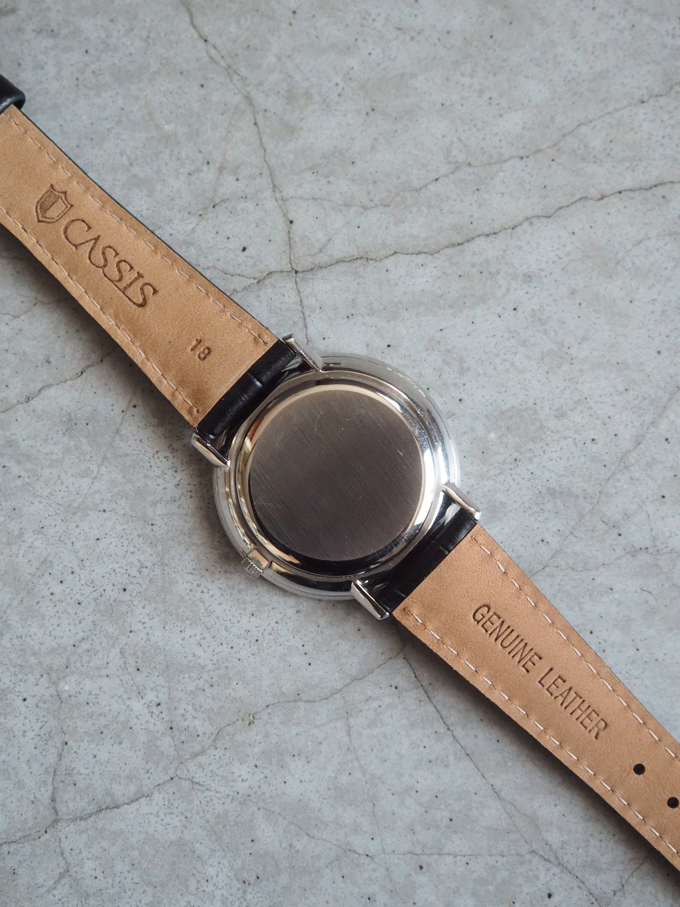 OMEGA DE VILLE Watch Silver Color Stainless steel Black Leather Men's Unisex Vintage Antique Authentic