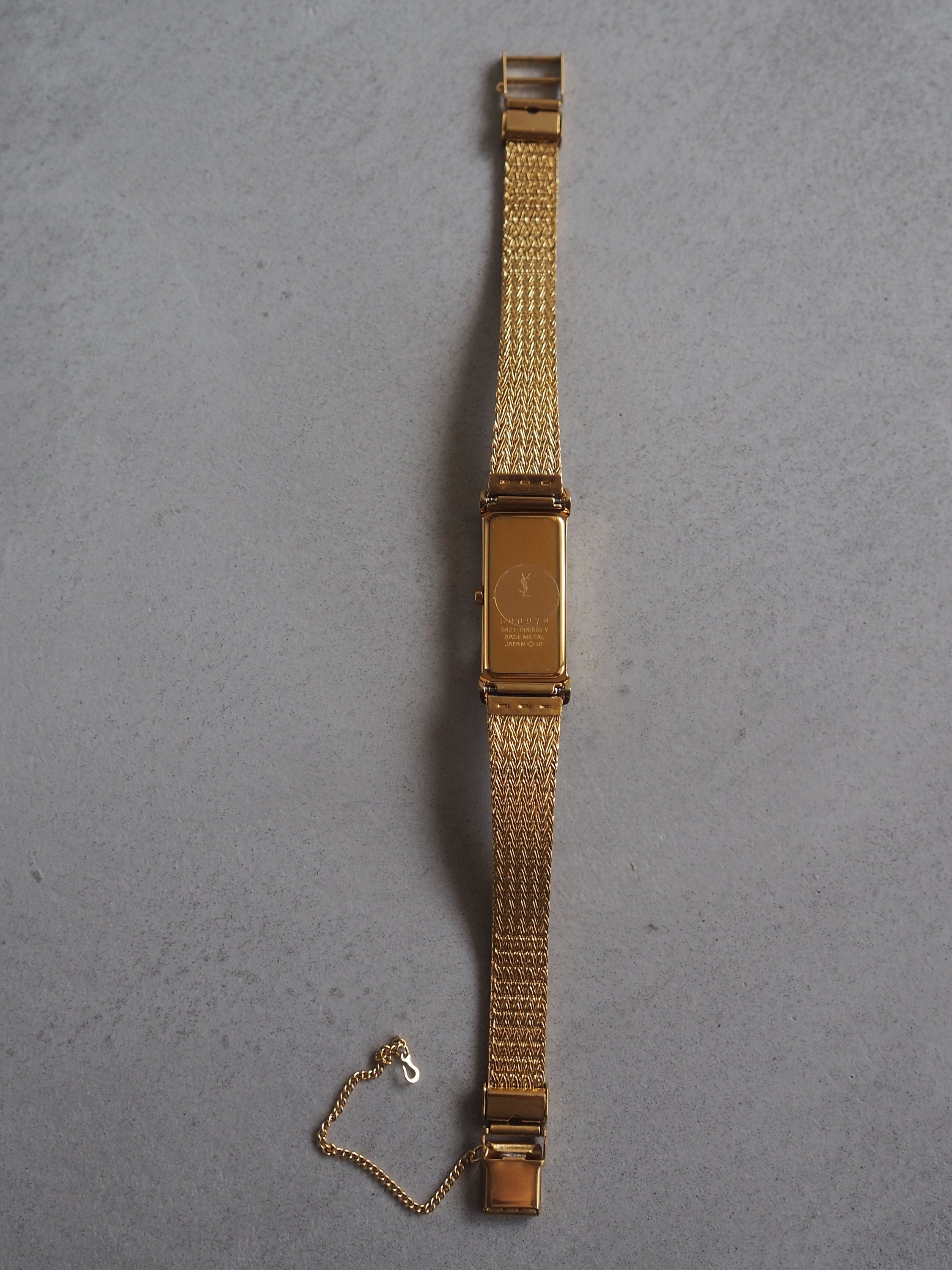 Yves Saint Laurent YSL Square Watch Wristwatch Logo Gold color Stainless steel Vintage Authentic