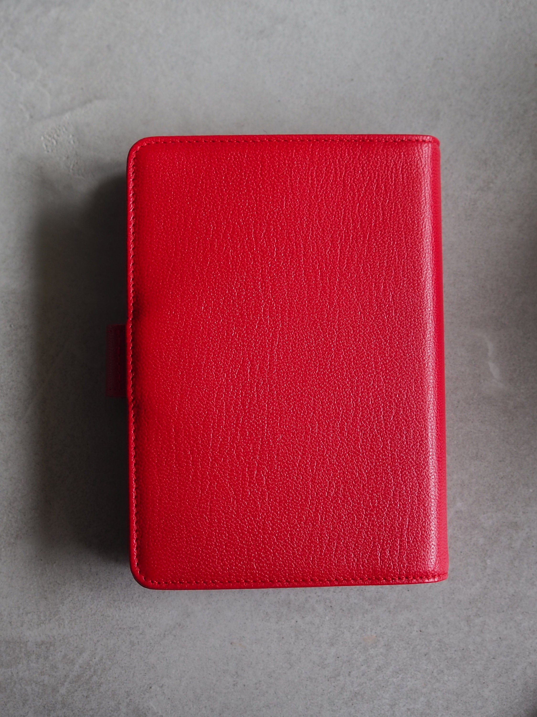 CHANEL COCO Leather 6 Ring Agenda Diary Red Leather Vintage Authentic
