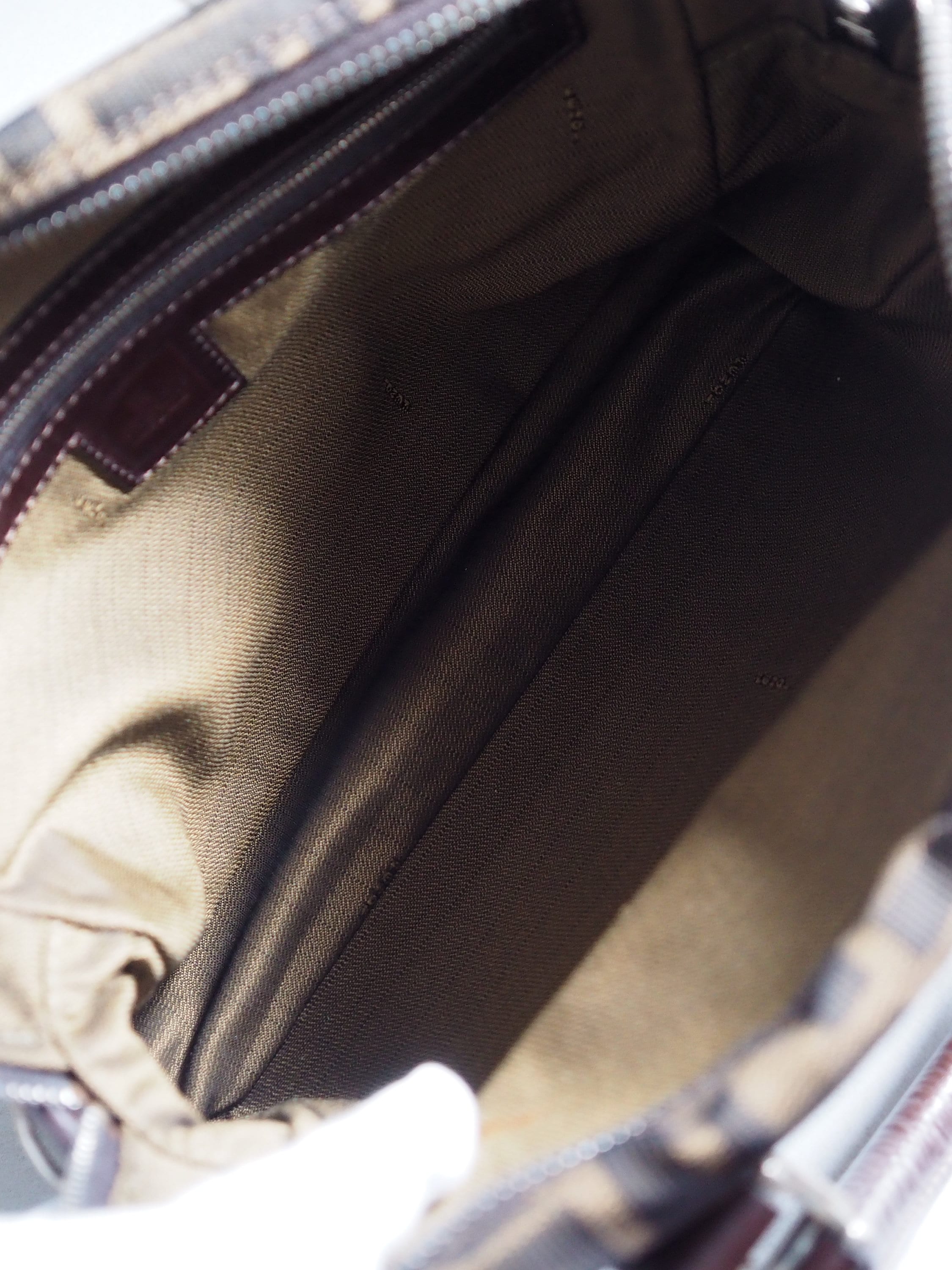 FENDI ZUCCA Shoulder Hand 2way Bag Canvas Leather Brown Vintage Authentic