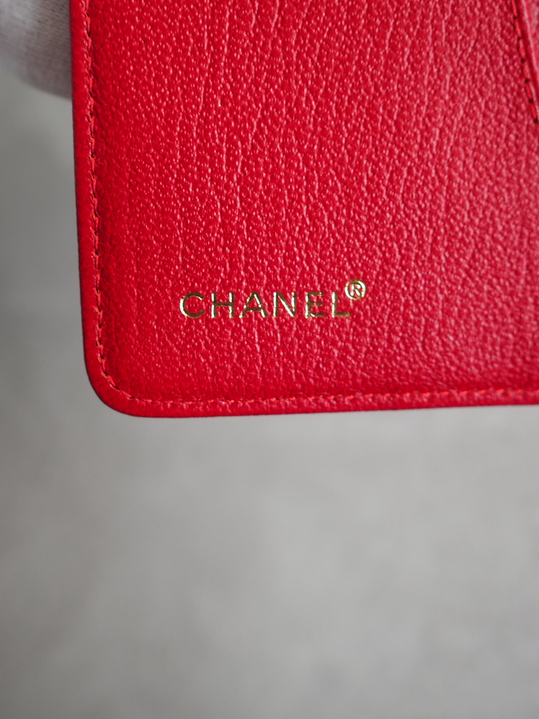 CHANEL COCO Leather 6 Ring Agenda Diary Red Leather Vintage Authentic