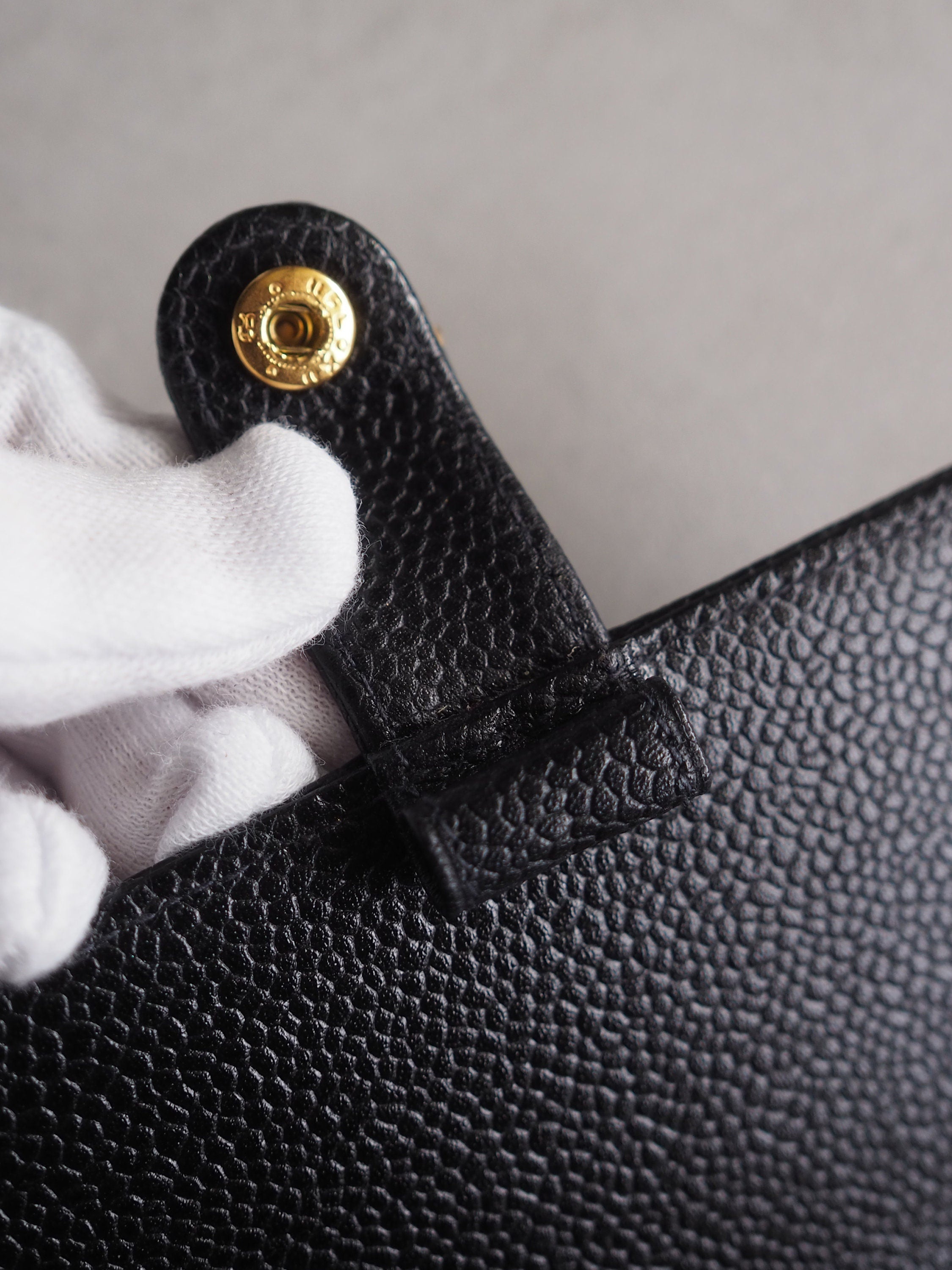 CHANEL CC Logo Caviar Skin Leather 5 Ring Mini Agenda Diary Black Vintage Authentic