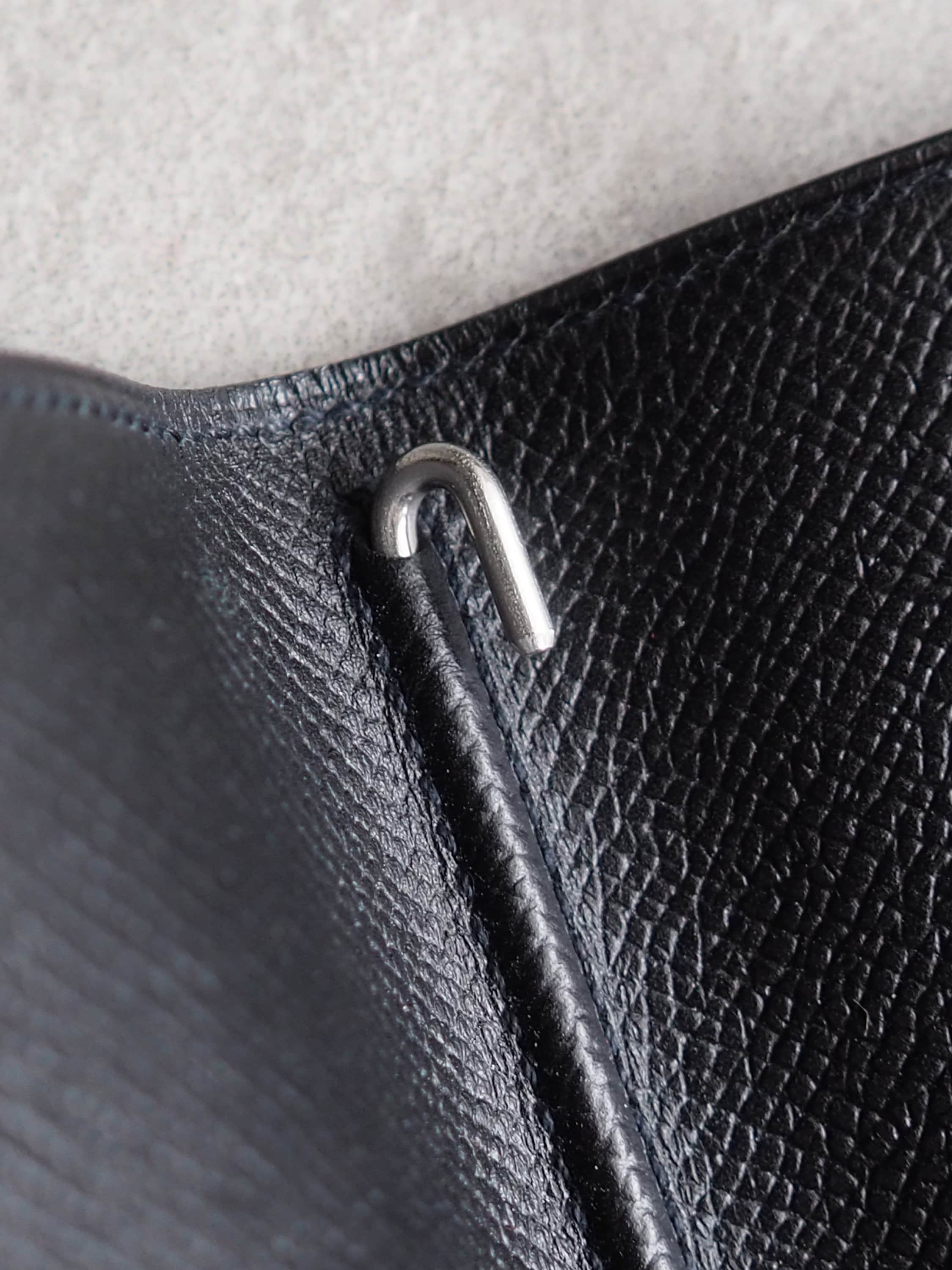 HERMES Agenda GM Cover Black Leather Epsom Silver Vintage Authentic