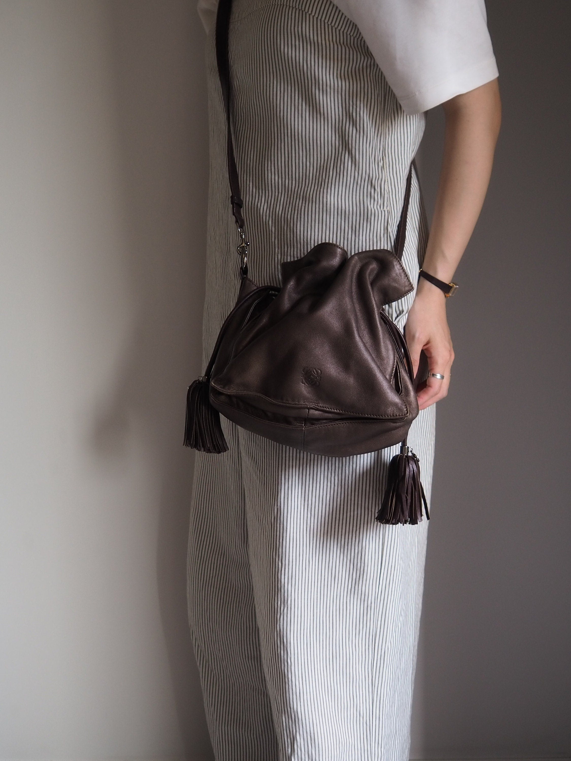 LOEWE Flamenco 22 Anagram Shoulder bag Bronze Leather Vintage Authentic