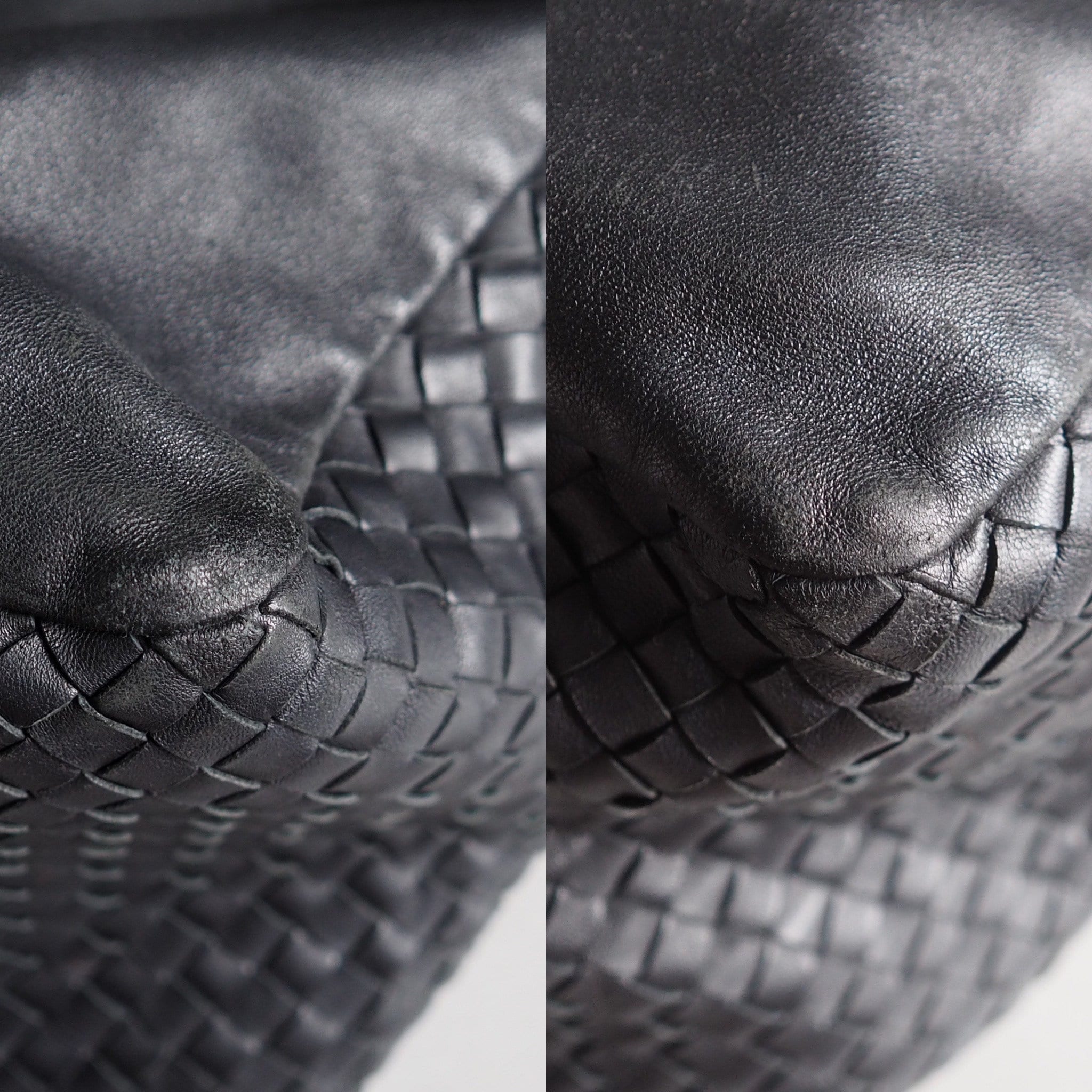 BOTTEGA VENETA Intrechart Shoulder bag Black Leather Unisex Vintage Authentic