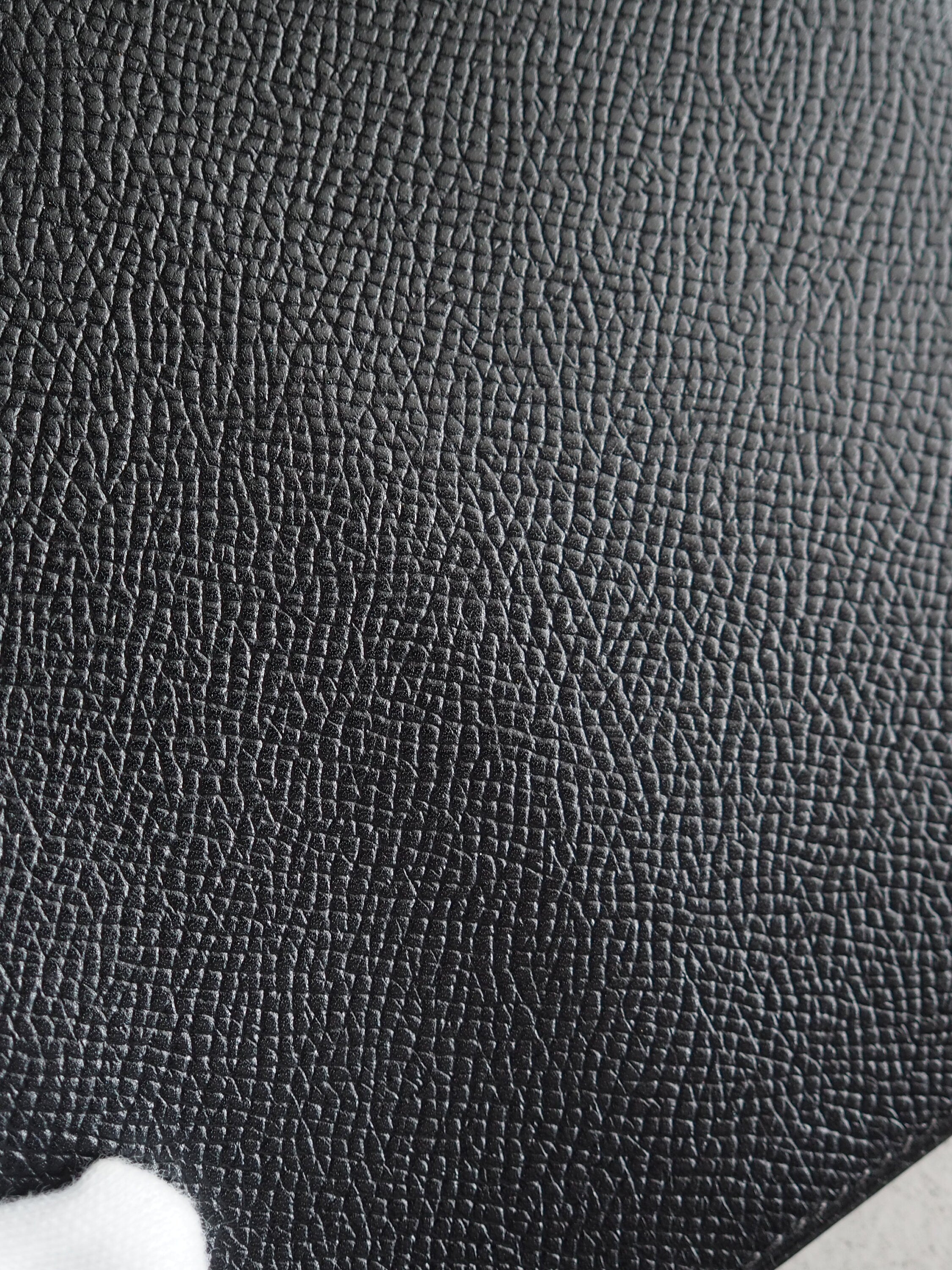 HERMES Agenda GM Cover Black Leather Epsom Silver Vintage Authentic