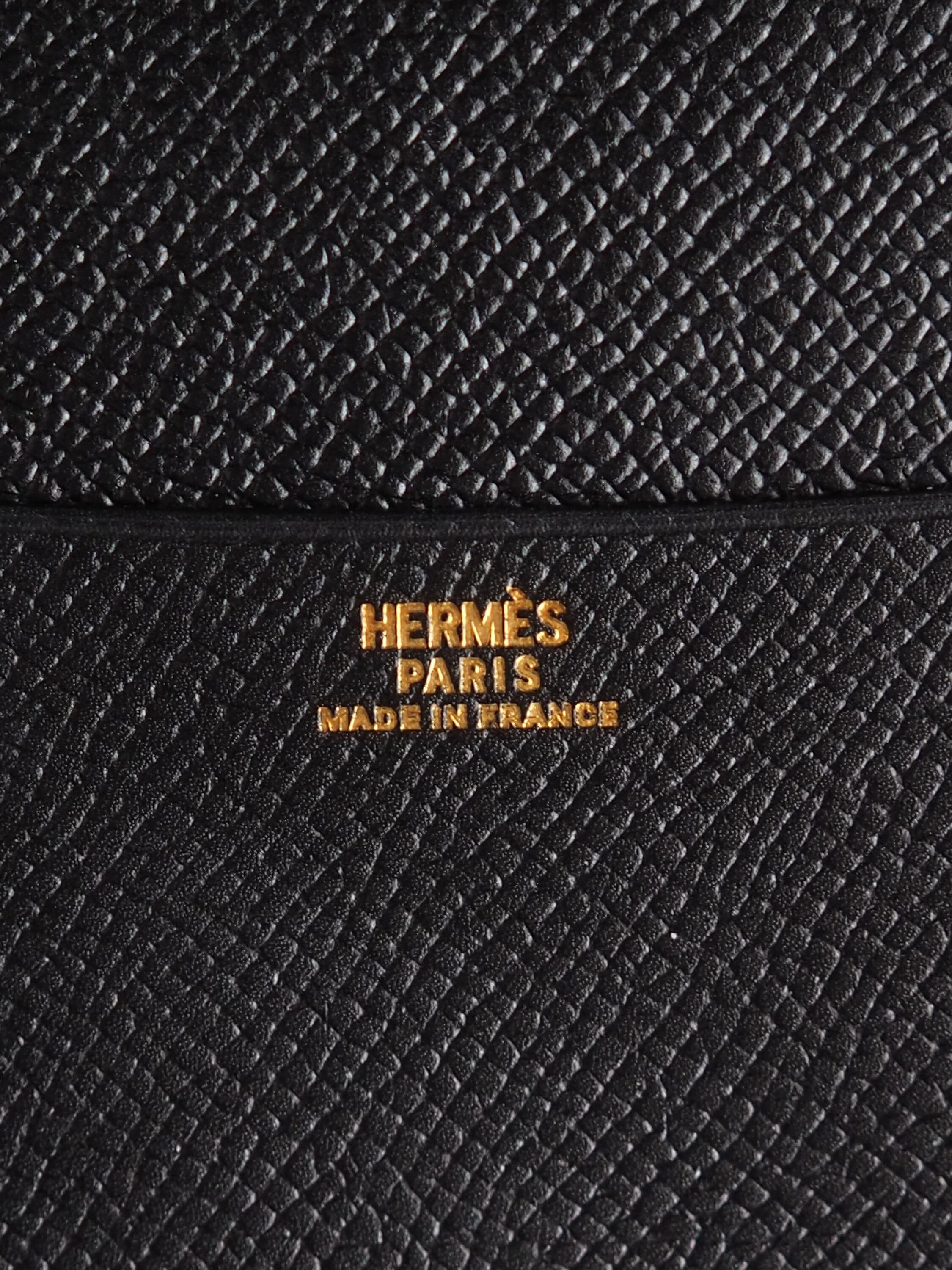 HERMES Agenda GM Cover Black Leather Epsom Silver Vintage Authentic