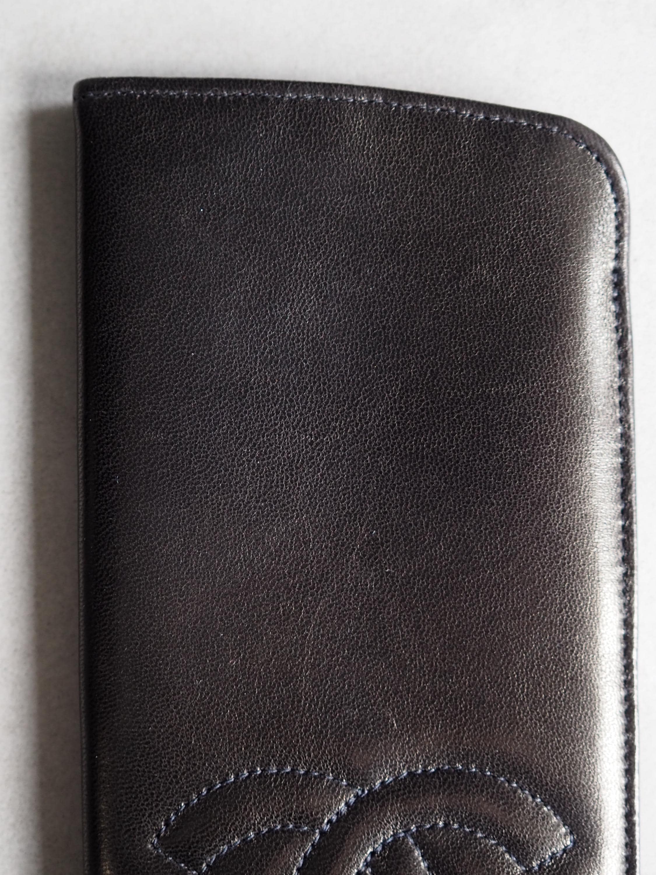 CHANEL COCO CC Mark Sunglasses Soft Case Pouch Purse Lamb Skin Leather Black Authentic Vintage