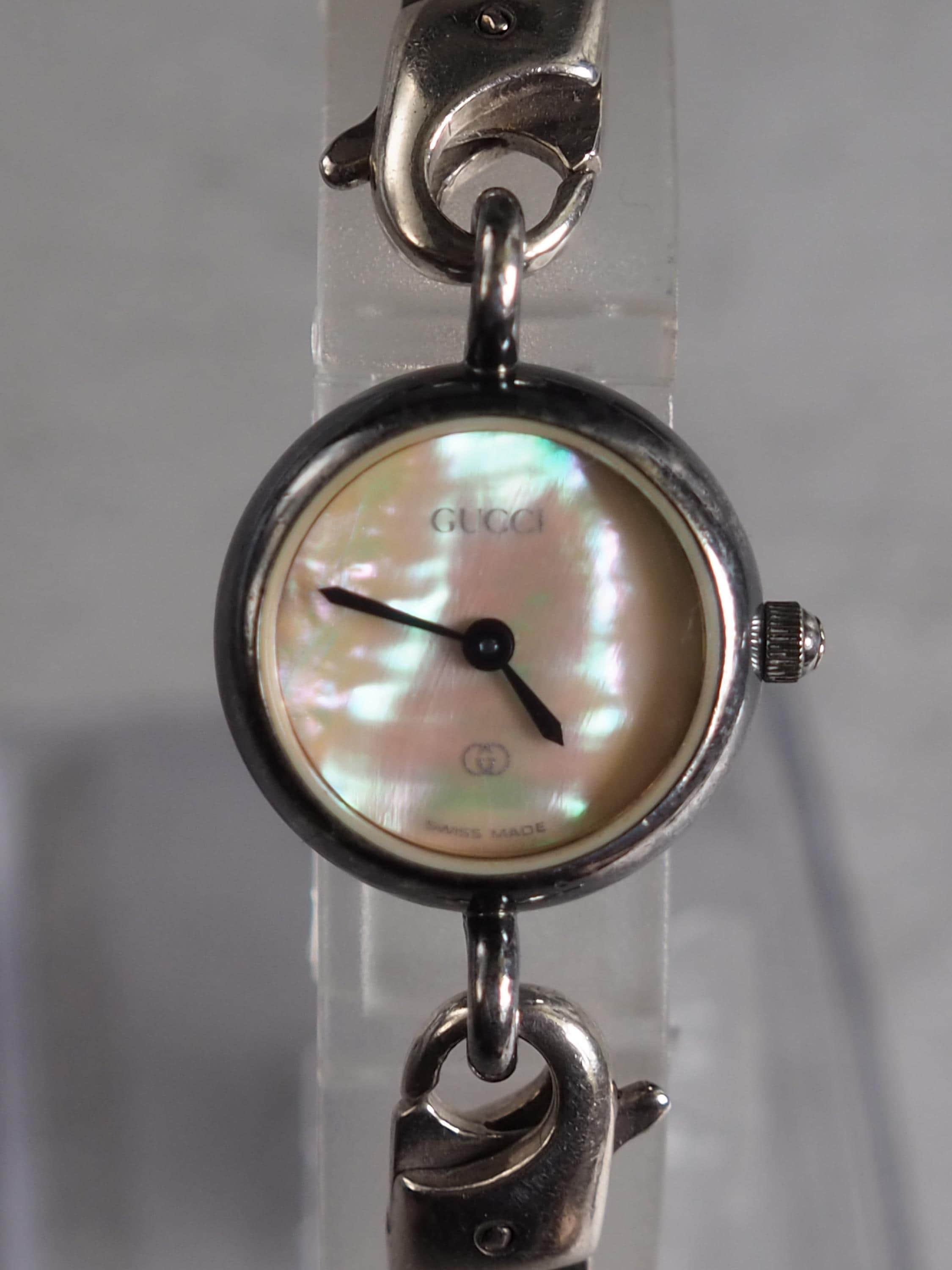 GUCCI Chain Bracelet Watch Wristwatch 2800 Silver 925 Face Shell Stainless steel Vintage Authentic