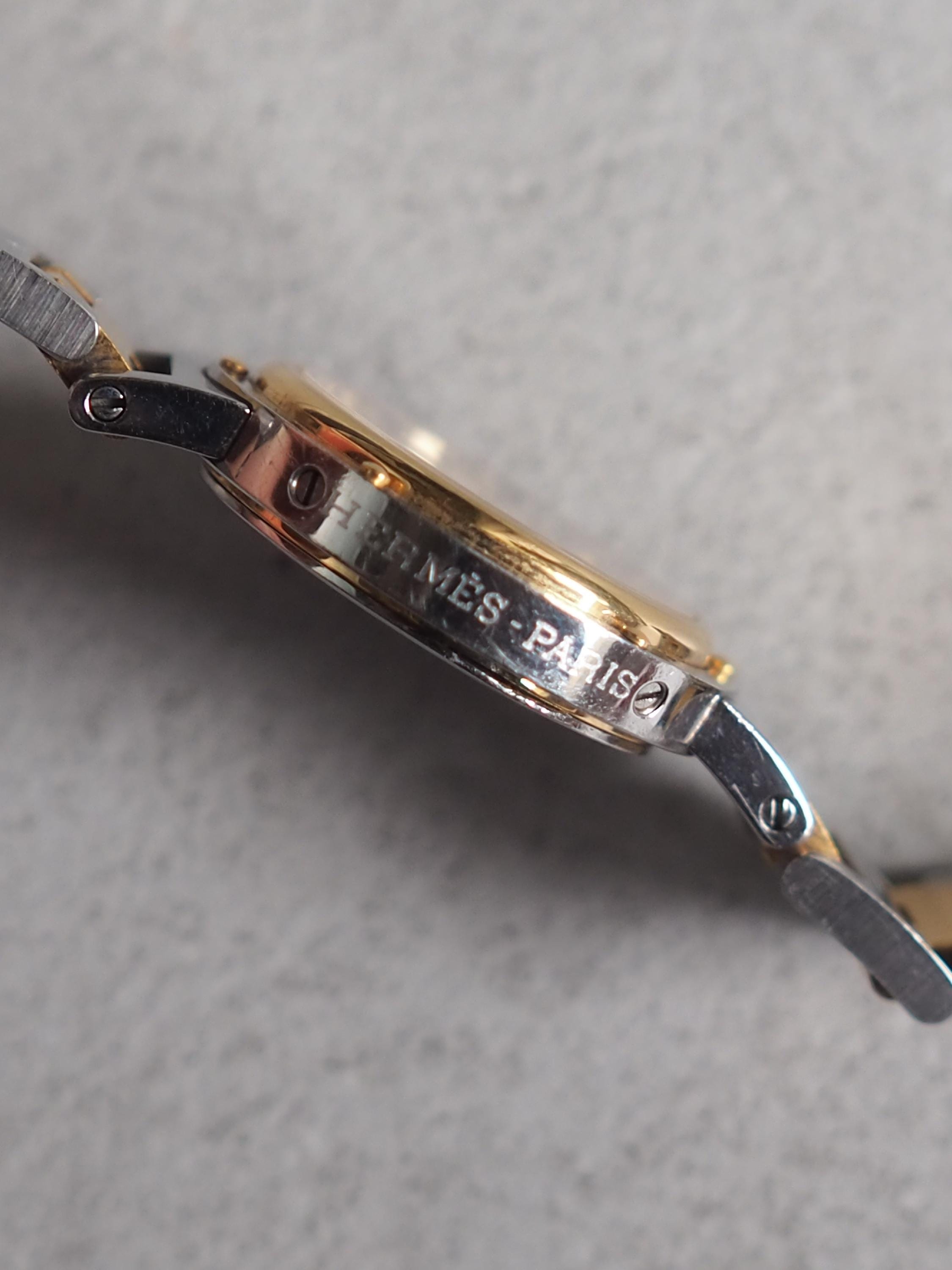 HERMES Clipper Watch Watches Gold Silver Color Stainless steel Vintage Authentic