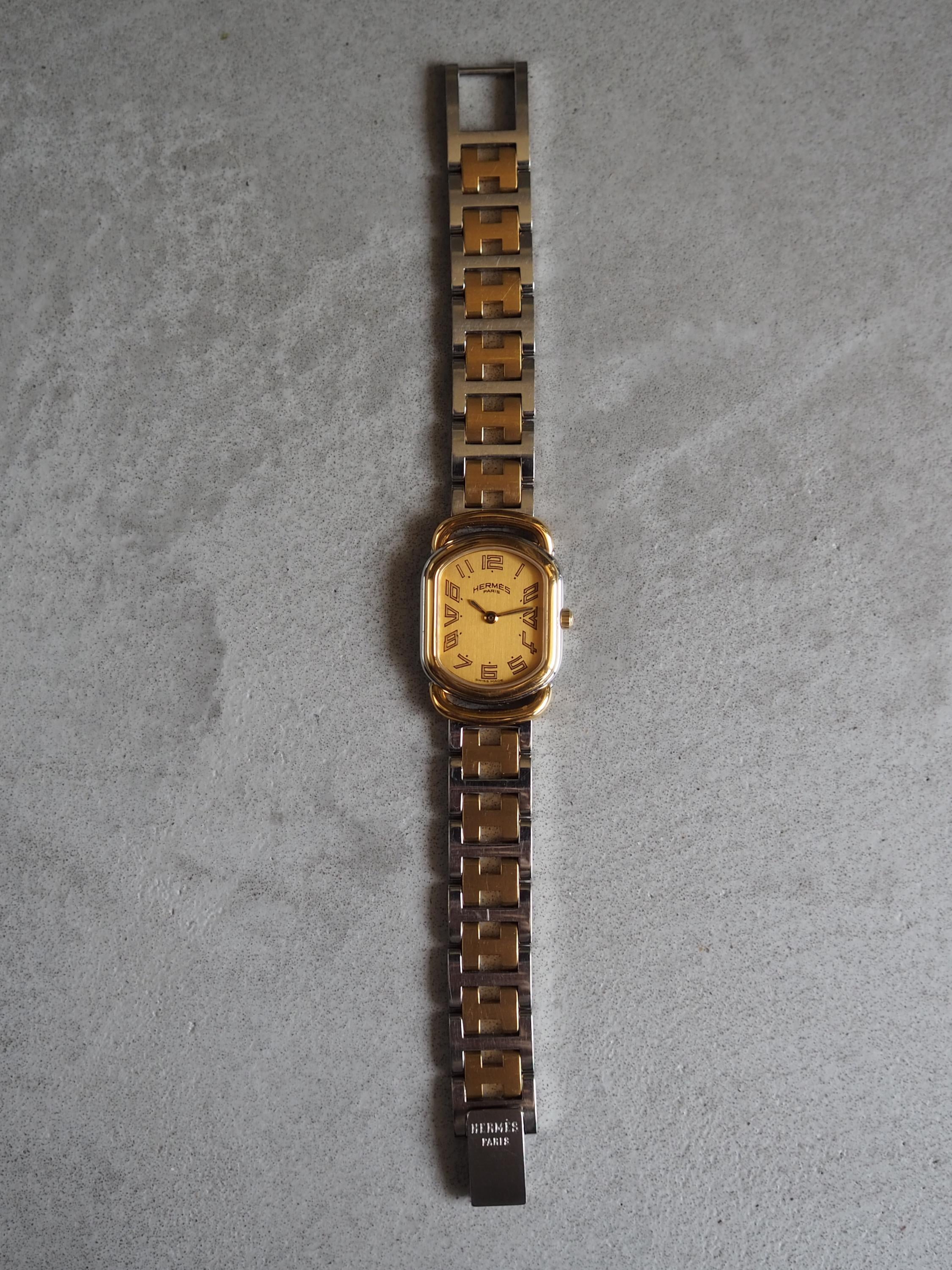 HERMES Rally Watch Ra1.210 Watches Stainless Steel Ladies Gold Silver Quartz Ladies Vintage